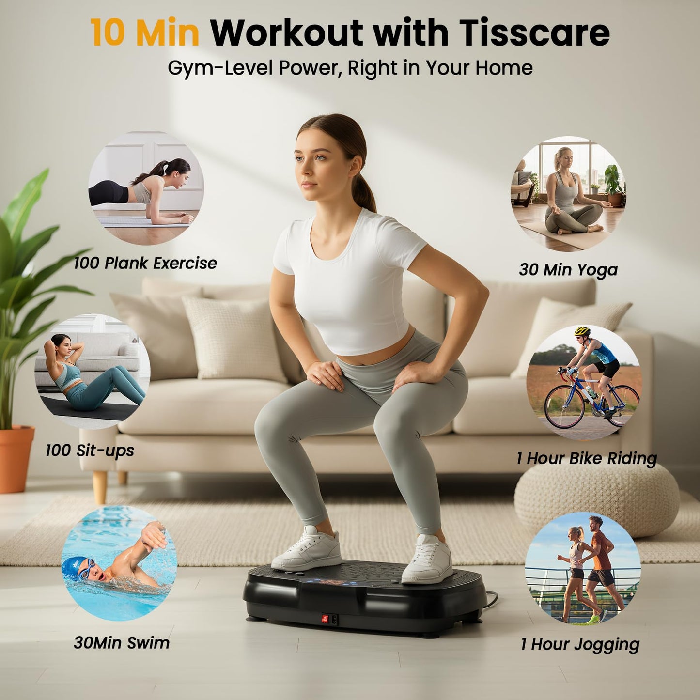 Vibration Plate Exercise Machine: TISSCARE Vibrating Plates for Weight Loss and Lymphatic Drainage, 400lbs Shake Plate Whole Body Workout Platform for Home Fitness Fat Burner Sedentary Office