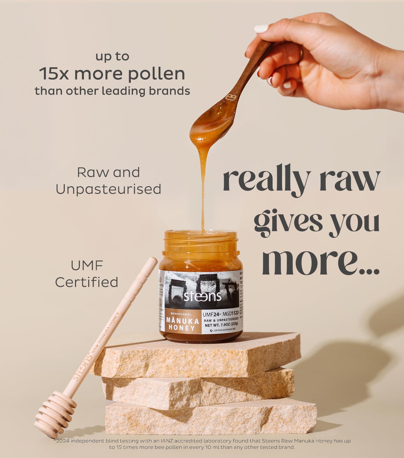 Steens Manuka Honey - UMF 24+ and MGO 1122+ - Pure & Raw 100% Certified Manuka Honey - Bottled and Sealed in New Zealand - 7.9 oz - Medaid International
