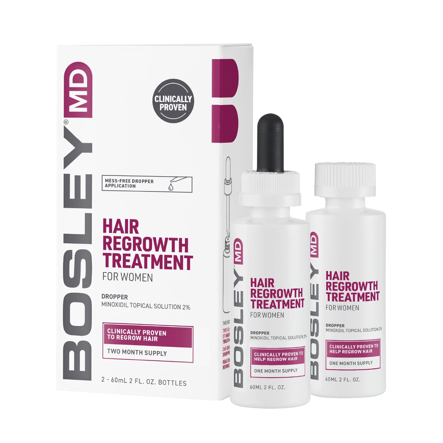 BosleyMD Hair Regrowth Treatment Regular Strength By for Women - 2 X 2 Oz Treatment, 2count - Medaid International
