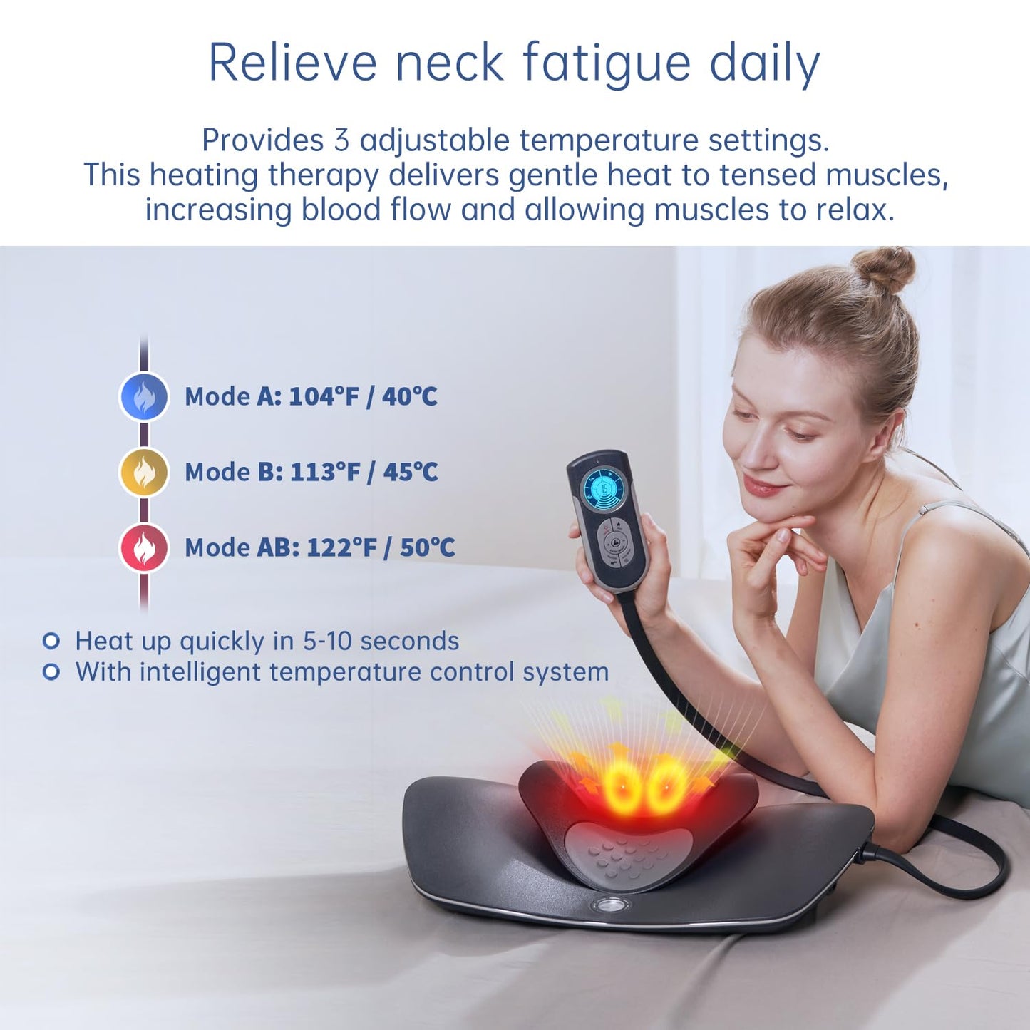 Multi-Functional Cervical Traction Device, Electric Neck Stretcher with Dynamic Neck Stretching, 3 Modes Electrotherapy and Hyperthermia to Relieve Neck Pain, 104 to 122℉(40 to 50℃), Easy to Use - Medaid International