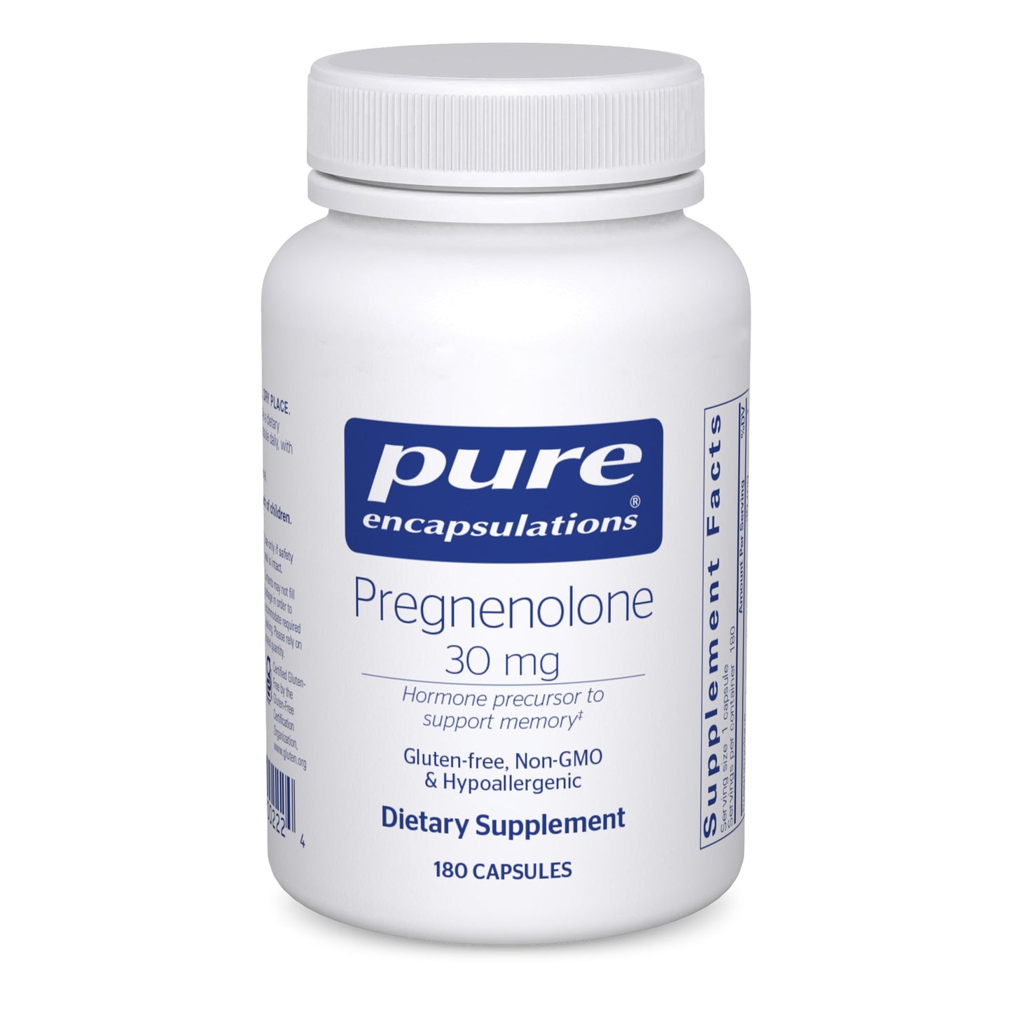 Pure Encapsulations Pregnenolone - 30 mg - Hormone Support - Memory Support & Brain Supplement - Gluten Free & Vegan - 180 Capsules - Medaid International
