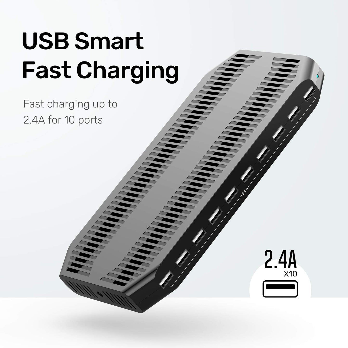Unitek USB Charging Station, 10 USB Fast Ports Charge Docking Station and Adjustable Dividers, Multi Device Charger Organizer Compatible with iPad, iPhone, Tablet and Cell Phone - Medaid International