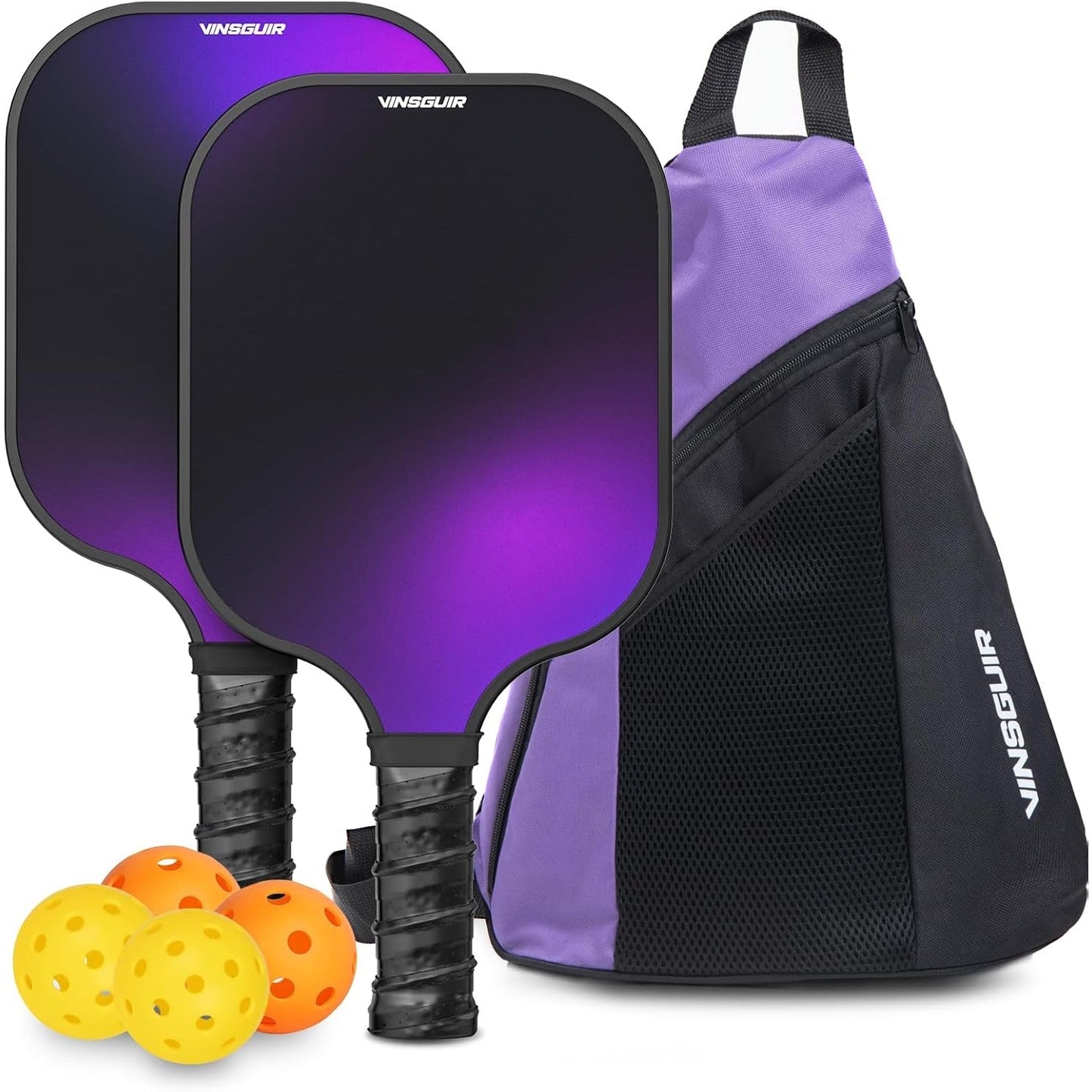 VINSGUIR Pickleball Paddles, Fiberglass Pickleball Paddles Set of 2, Lightweight Pickleball Rackets with Pickleball Carrying Bag, Pickleball Gifts for Beginners & Pros - Medaid International