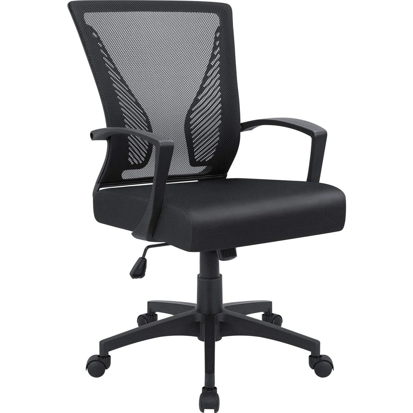 Furmax Office Chair Ergonomic Computer Desk Mesh Chair Mid Back Swivel Lumbar Support with Armrest (1, Black) - Medaid International