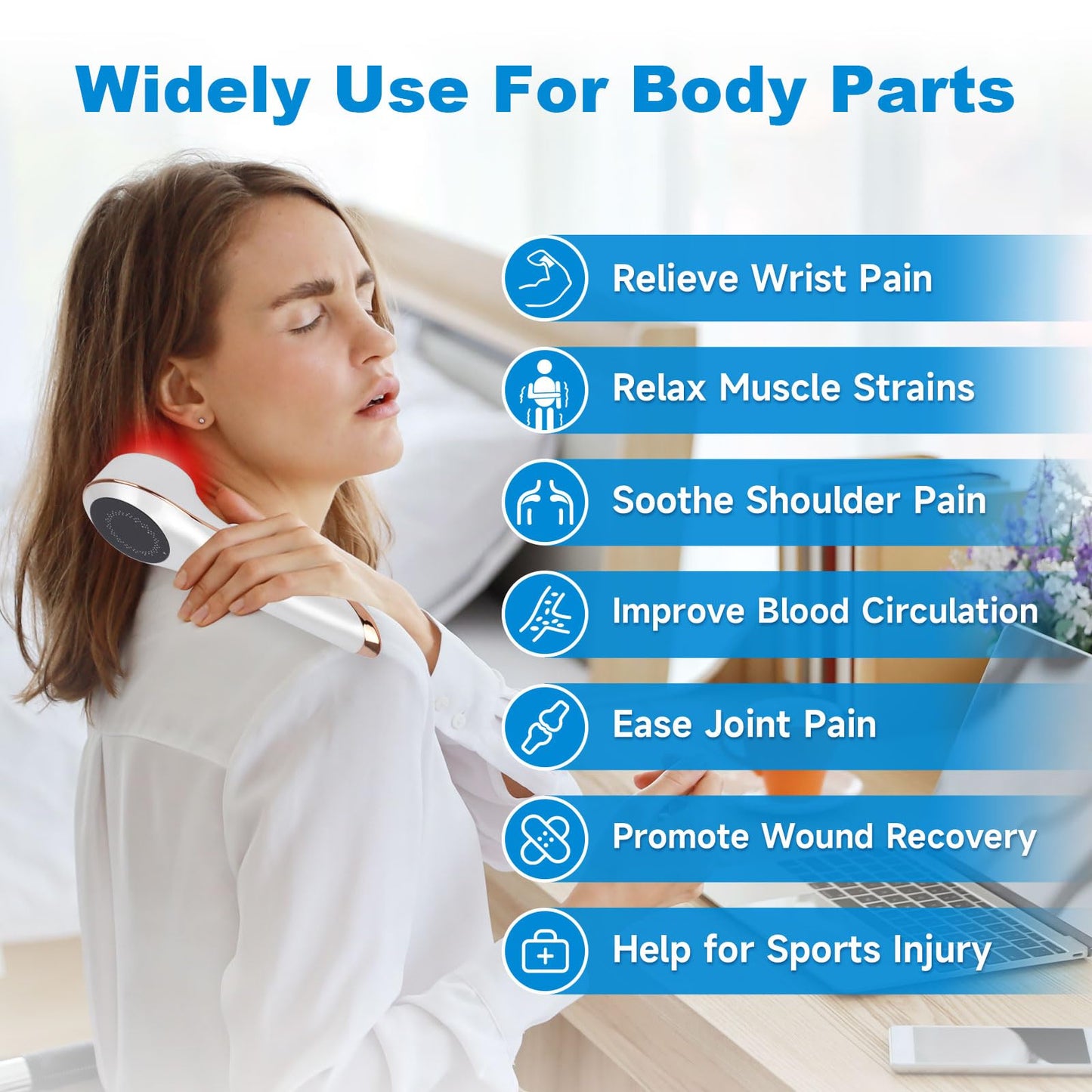 pinfriy 13*650nm & 3*808nm Handheld LLLT Cold Laser Therapy Device for Human & Pets, Infrared Light Therapy for Neck Back Wrist Shoulder, Joint and Muscles Pain Relief with Protective Magnetic Cover - Medaid International