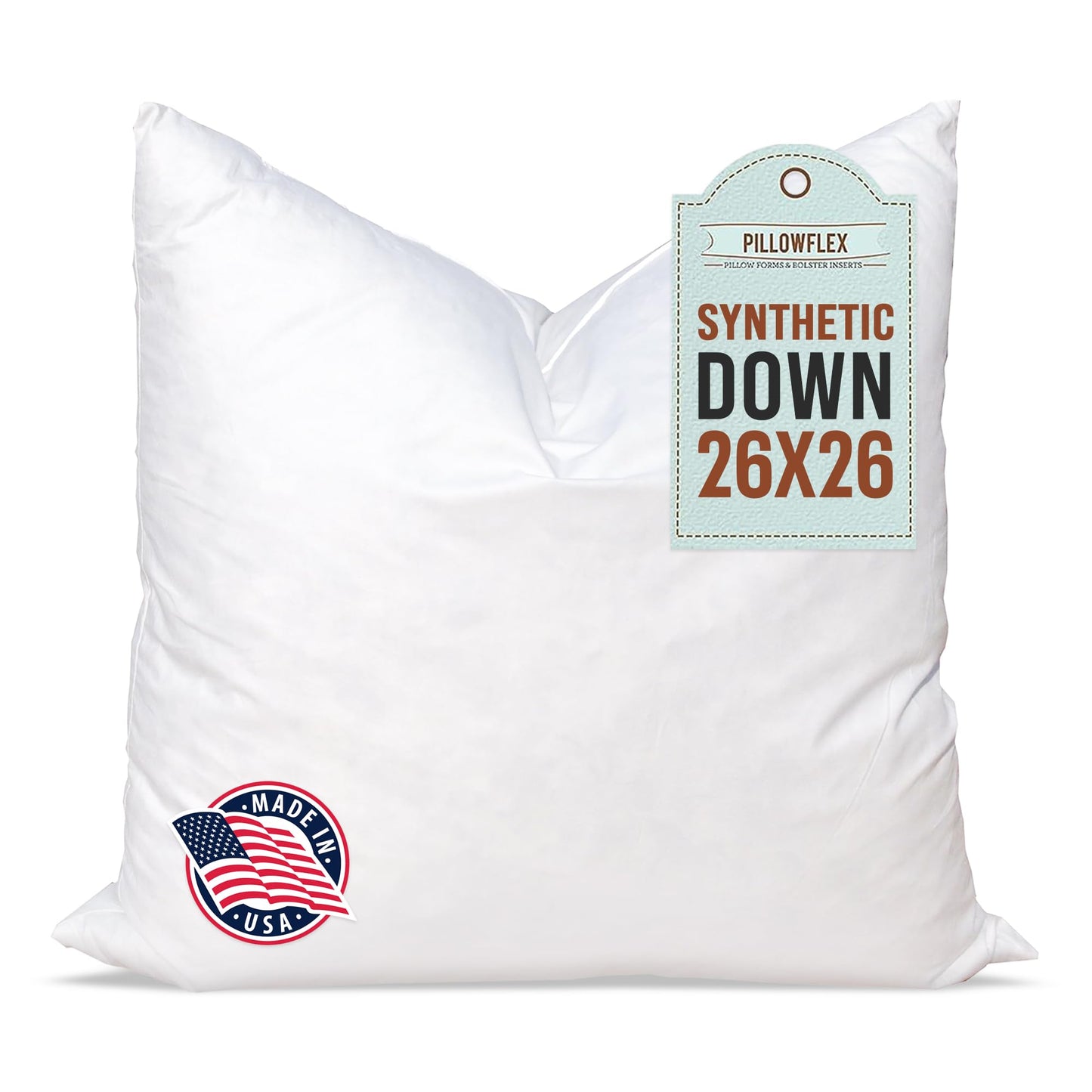 Pillowflex Synthetic Down Pillow Insert - 26x26 Down Alternative, Ultra Soft Large Square European Throw Pillow, Couch Euro Sham, Bed - 1 Decorative Form - Medaid International