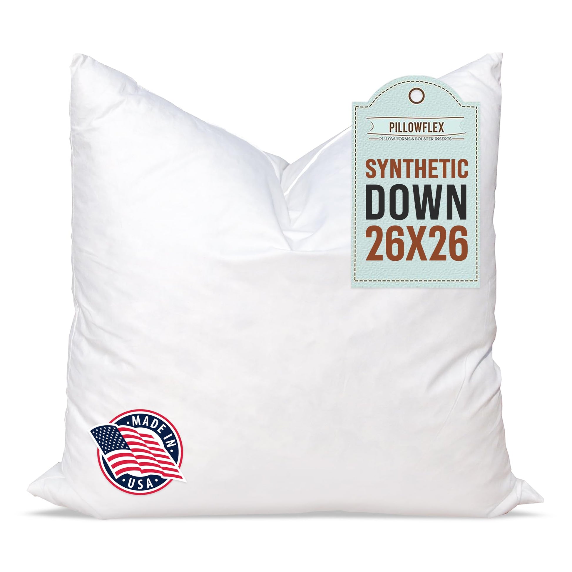 Pillowflex Synthetic Down Pillow Insert - 26x26 Down Alternative, Ultra Soft Large Square European Throw Pillow, Couch Euro Sham, Bed - 1 Decorative Form - Medaid International