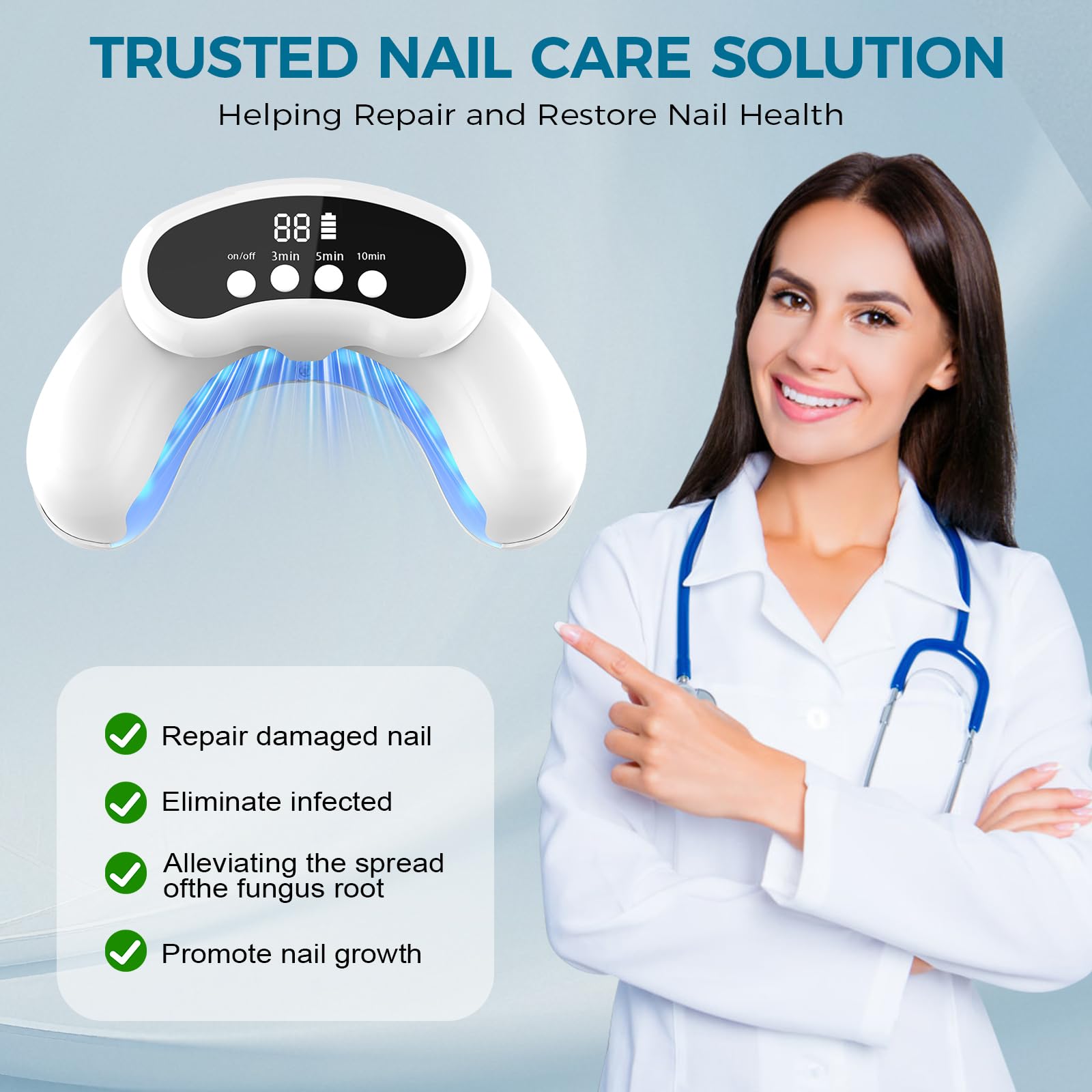 Nail Fungus Laser Treatment LED Light Device-Nail Fungus Light Device,Effective Rechargeable Nail Fungus Remover for Home Use - Medaid International