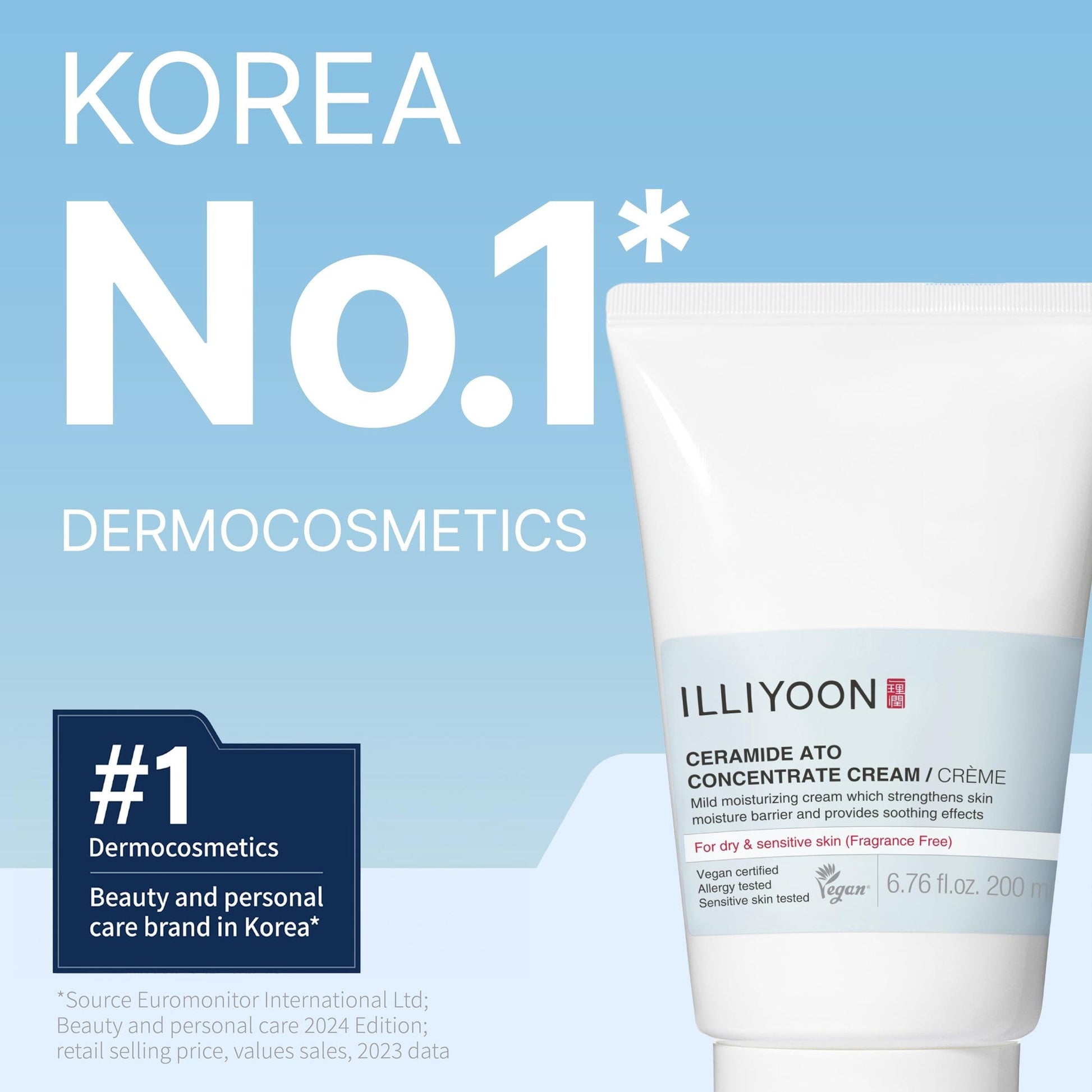 Illiyoon Ceramide Ato Concentrate Cream | Moisturizer for Dry & Sensitive Skin, 100hr Lasting Hydration, For Face & Body, Gentle for Infants, Moisture Barrier Repair, Vegan Certified, 2.53 fl.oz. - Medaid International