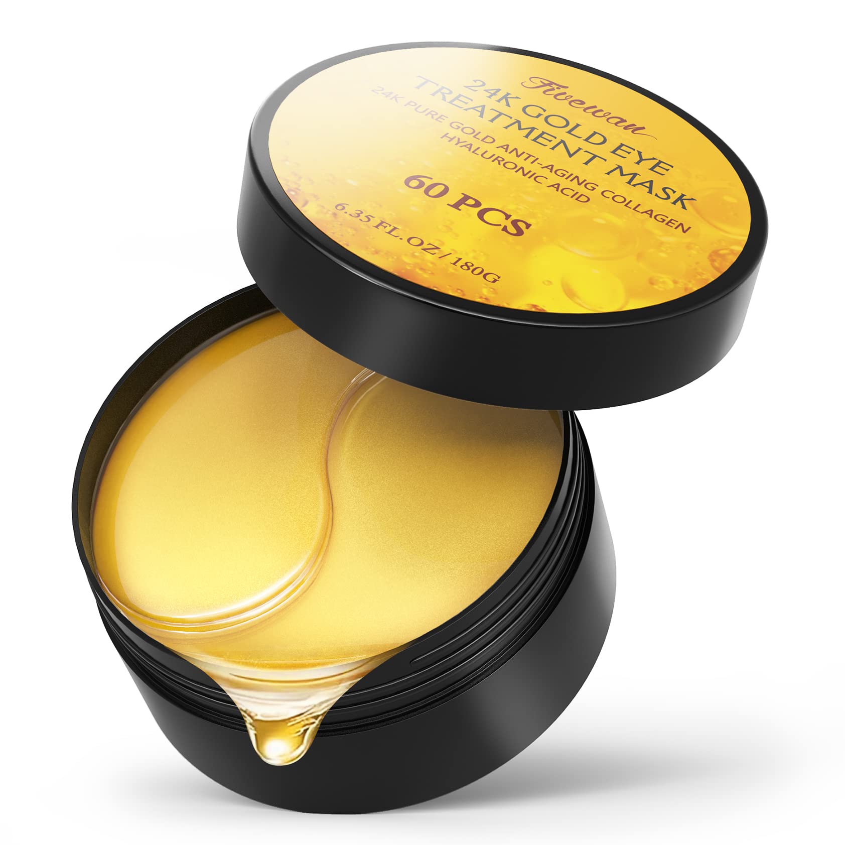 Fivewan 24k Gold Under Eye Patches - 60 Pcs Eye Mask Pure Gold Anti-Aging Collagen Hyaluronic Acid Under Eye Mask for Removing Dark Circles, Puffiness & Wrinkles Refresh Your Skin - Medaid International