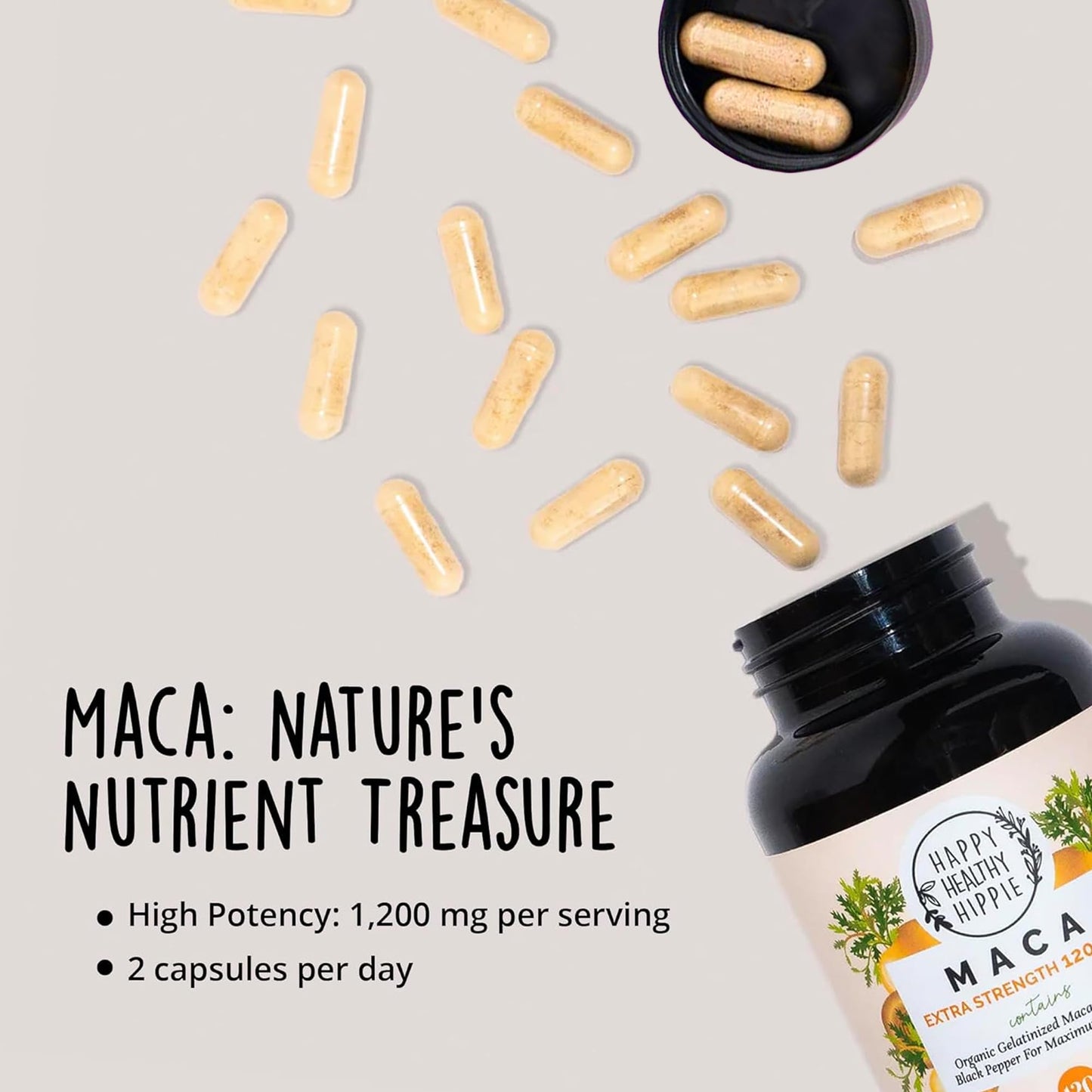 Organic Maca Root Capsules 1200 mg – Libido Booster for Women Fast Acting & Potent | Aphrodisiac Supplement | Energy Pills from Peru | Includes Black Pepper for High Absorption | Vegan, 120 Ct - Medaid International
