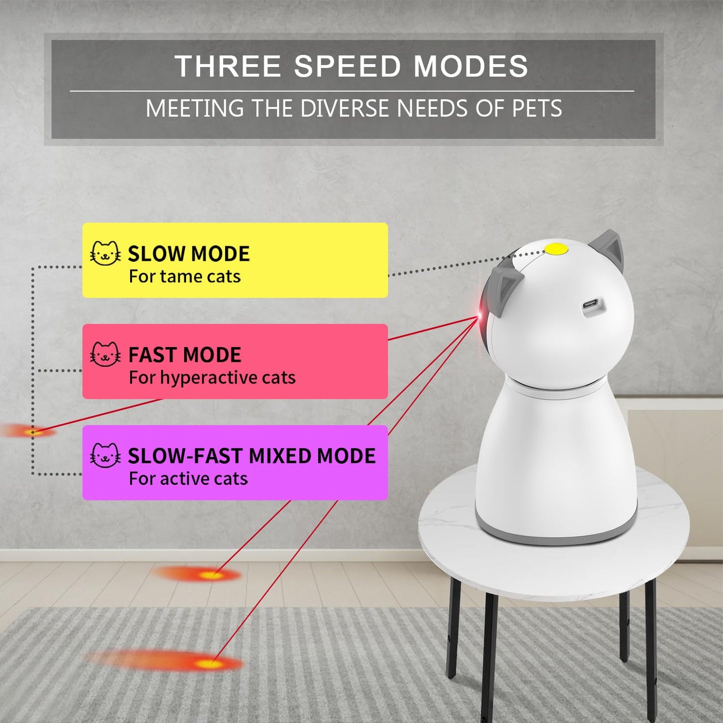 YVE LIFE Laser Cat Toys for Indoor Cats,The 4th Generation Real Random Trajectory Motion Activated Rechargeable Automatic Cat Laser Toy,Interactive Cat Toys for Bored Indoor Adult - Medaid International