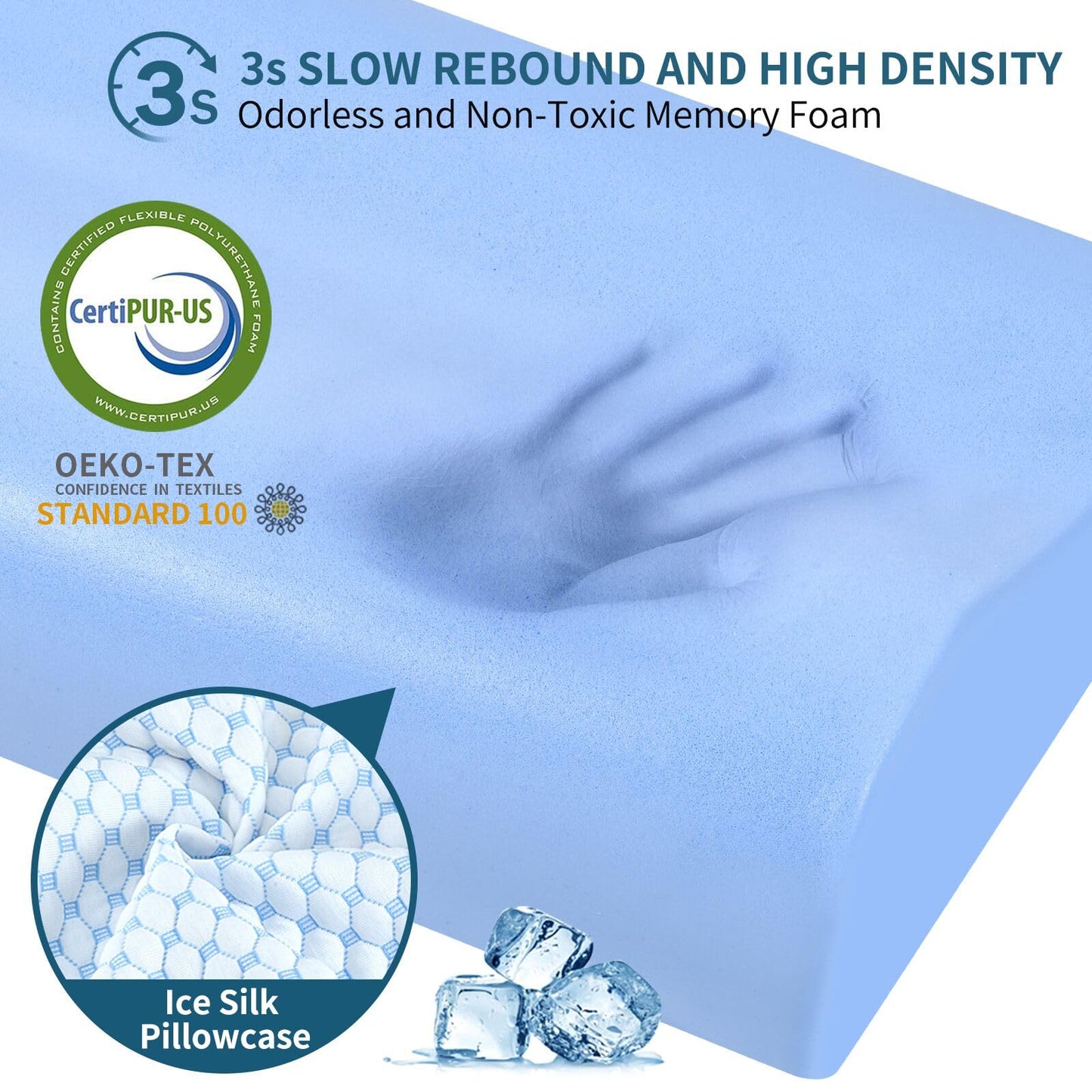 Cervical Neck Pillow for Pain Relief, Contour Memory Foam Pillows for Sleeping, Odorless Ergonomic Pillow Adjustable Orthopedic Cooling Pillow Bed Pillow Neck Support for Side Back Stomach Sleepers - Medaid International