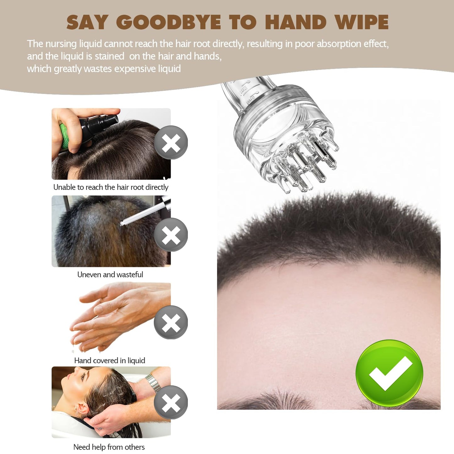 Scalp Massager Comb and Minoxidil Applicator Bottle for Hair Growth, Follicle Care and Thinning Hair Loss Treatment (White) - Medaid International