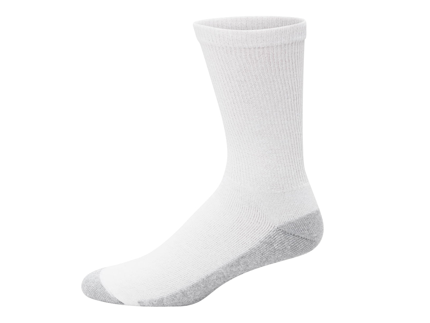 Hanes mens Double Tough Crew Socks, 12-Pair Pack fashion liner socks, White/ Grey Foot Bottom, 12-14 US - Medaid International