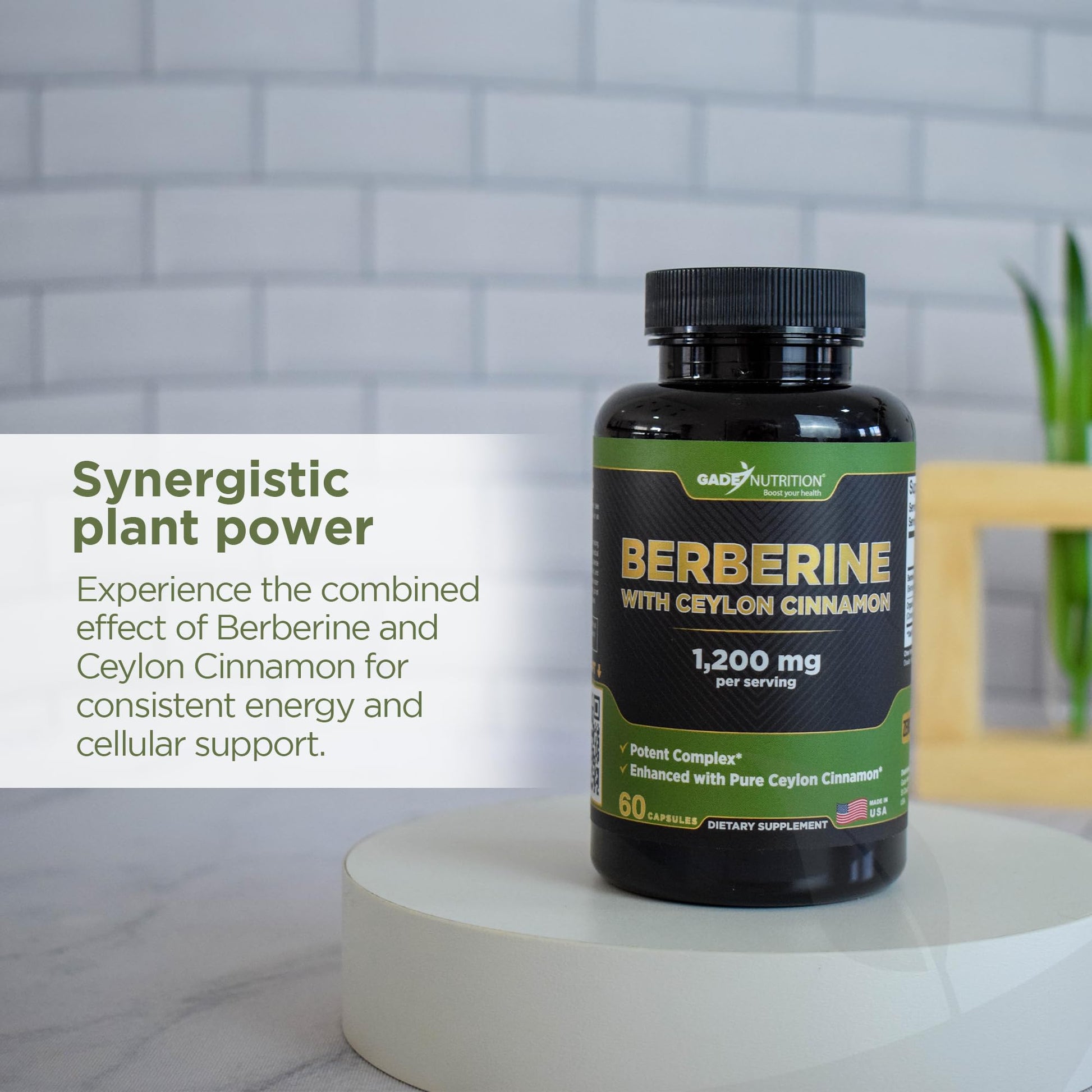 Gade Nutrition Berberine Supplement with Ceylon Cinnamon | Berberine Top Choice with Ceylon Cinnamon Capsules | Organic Veggie Capsules | USA Made - Medaid International