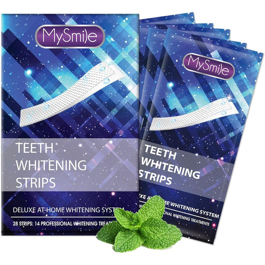 MySmile Teeth Whitening Strips 28 Strips(14 Treatments), Peroxide Free, Non-Sensitive Formula for Sensitive Teeth, Enamel Safe Teeth Whitener for Smokers, Coffee Soda Drinkers, Yellow Stains - Medaid