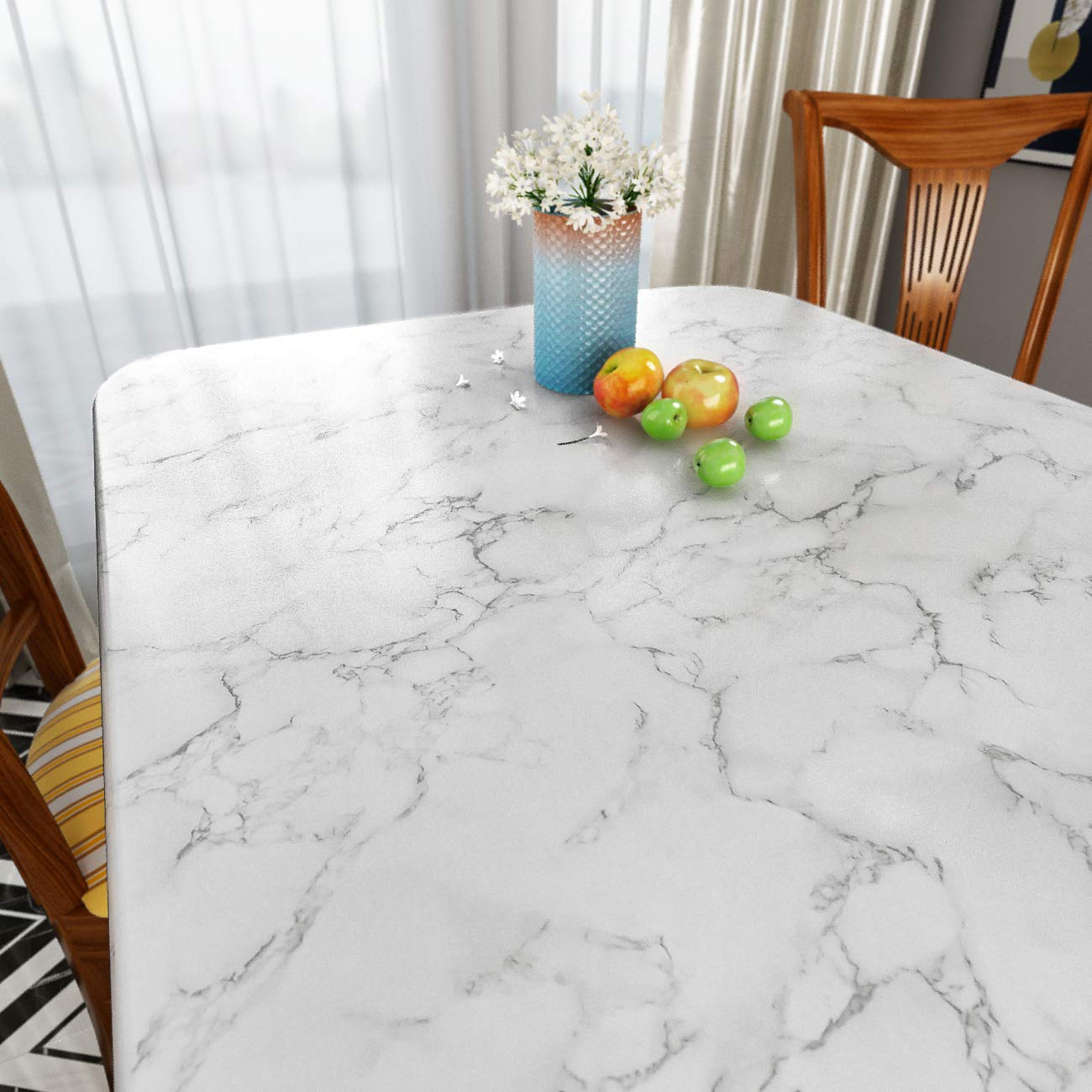 Decotalk 30 x 120 inch Marble Contact Paper Self Adhesive Wallpaper Stick and Peel Grey White Granite Countertop Contact Paper Decorative Wall Paper for Kitchen Backsplash Cabinets Island Furniture - Medaid International