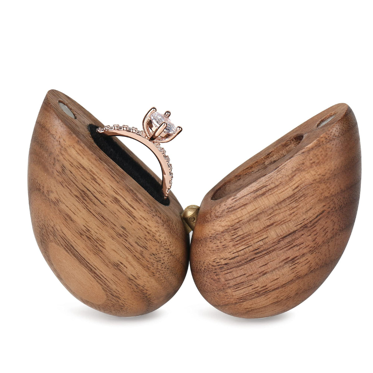 KASTWAVE Personalized Wooden Ring Box - Heart Shaped Ring Box for Wedding, Proposal, and Engagement, Wood Ring Case and Holder, True Love Eternal Design in Black Walnut