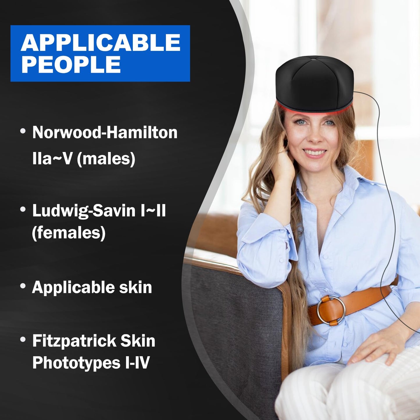 Laser Cap, FDA Cleared Laser Hair Growth Cap, Red Light Therapy promote hair growth in women and men - Medaid International