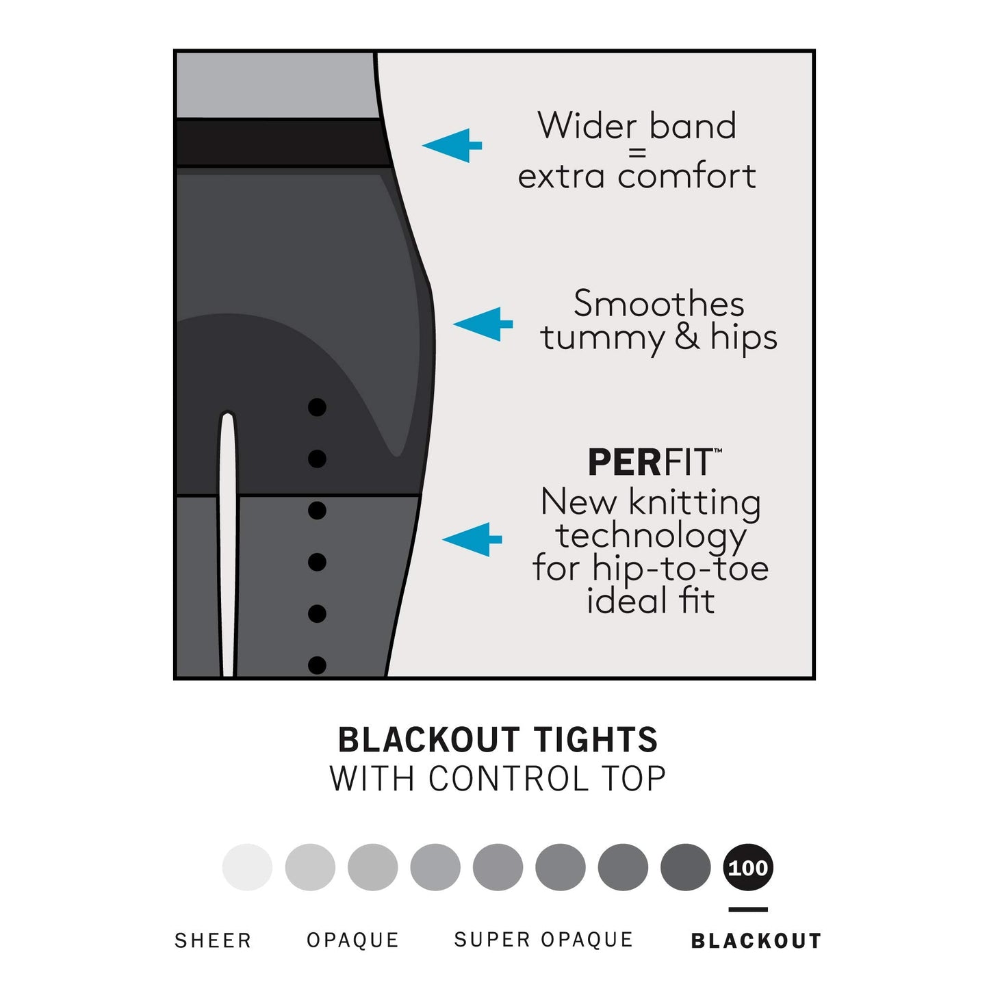 Hue Women's Blackout Tights with Control Top, Black, 3 (U20382) - Medaid International