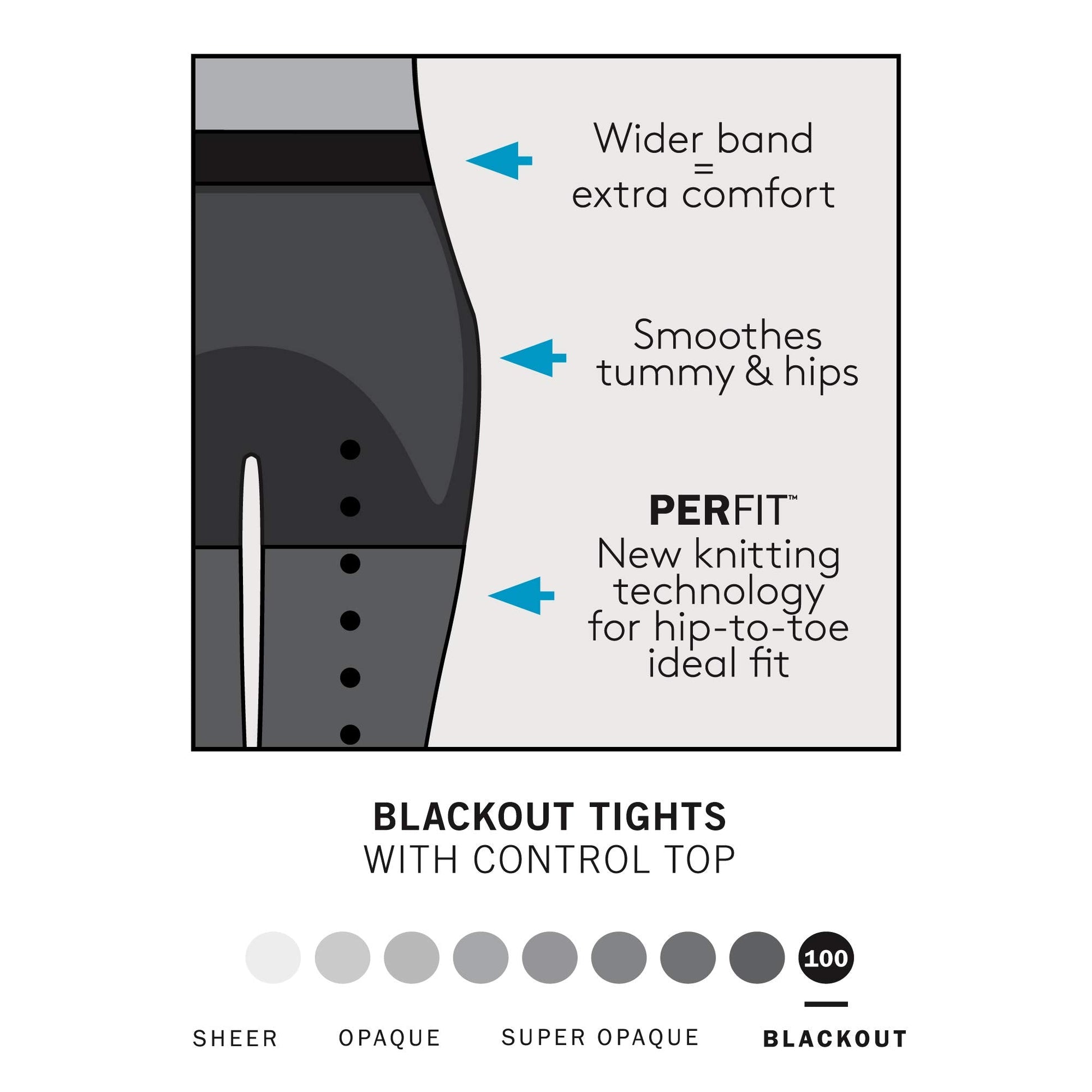 Hue Women's Blackout Tights with Control Top, Black, 3 (U20382) - Medaid International