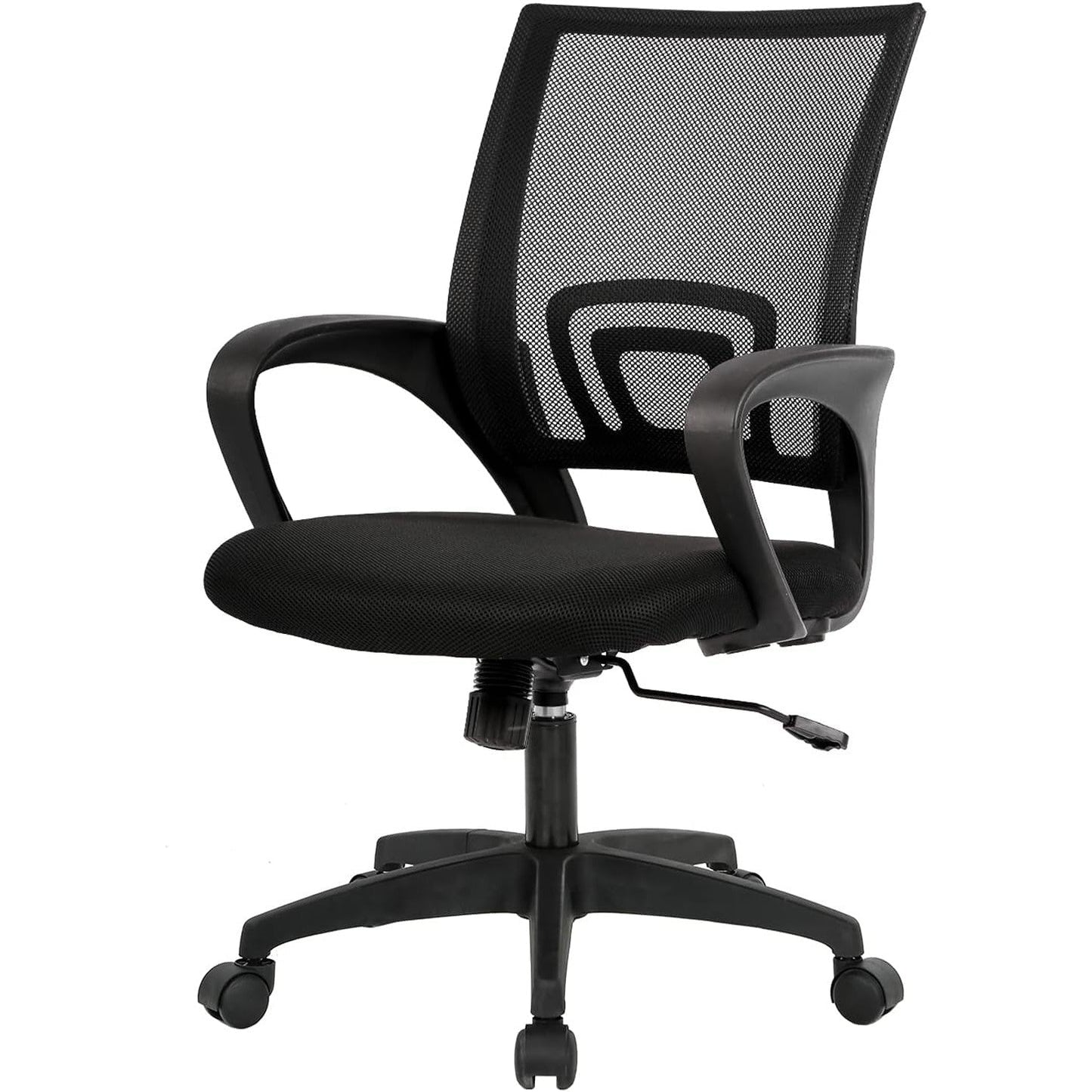 BestOffice | Ergonomic Office Chair | Mid-Back Swivel Desk Chair | Breathable Backrest & Lumbar Support | Adjustable Height | Sponge Seat | Rolling Wheels | Dark Black | for Adults & Women - Medaid International