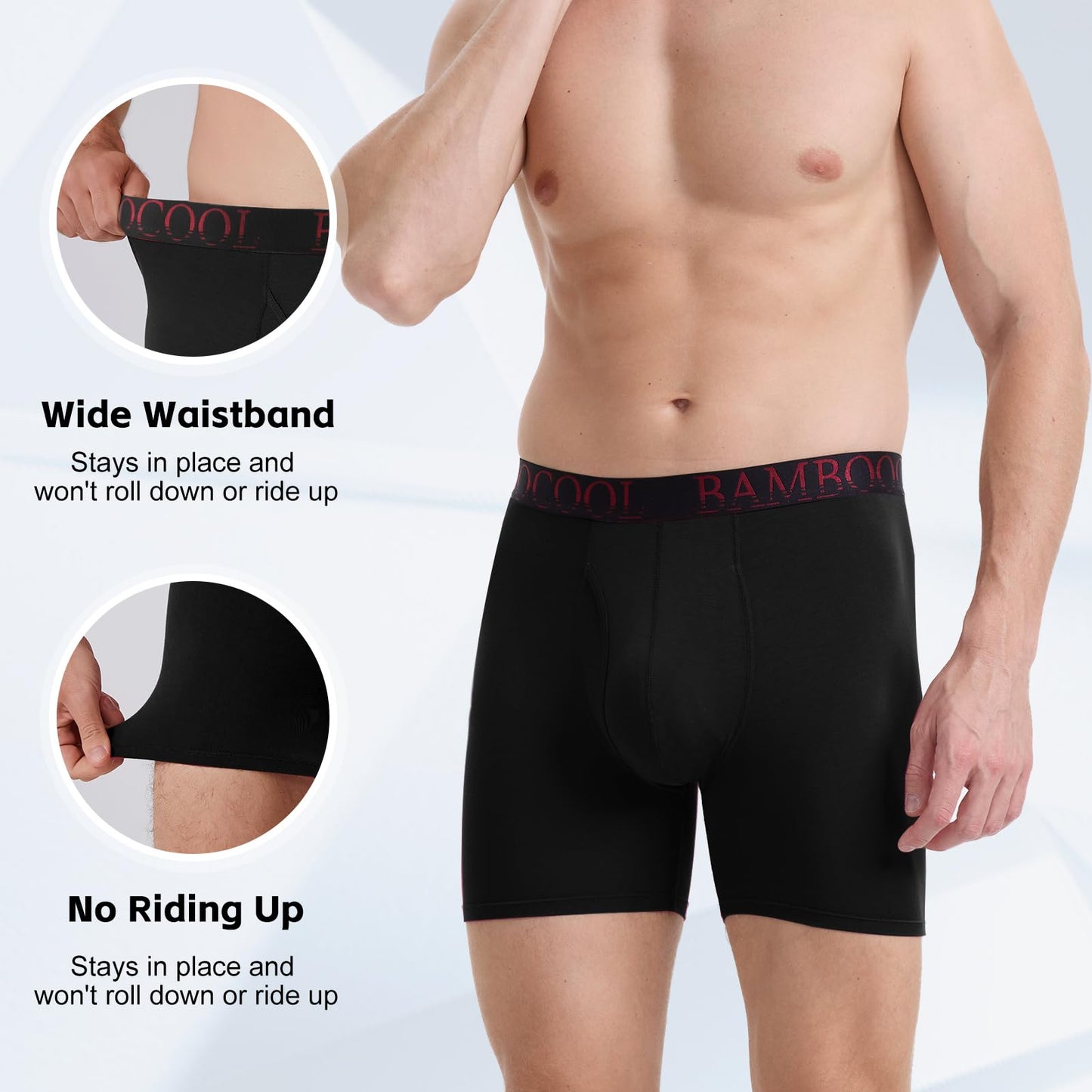 BAMBOO COOL Men's Ultra ComfortSoft Underwear, Moisture Wicking & Breathable No Ride Up Boxer Briefs with Fly, Multipack - Medaid International