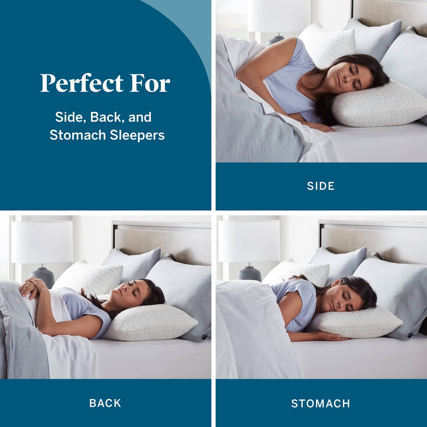 LUCID Premium Shredded Memory Foam Pillow - Hypoallergenic - Moldable Loft - 2 Pack - Queen, White - Medaid International