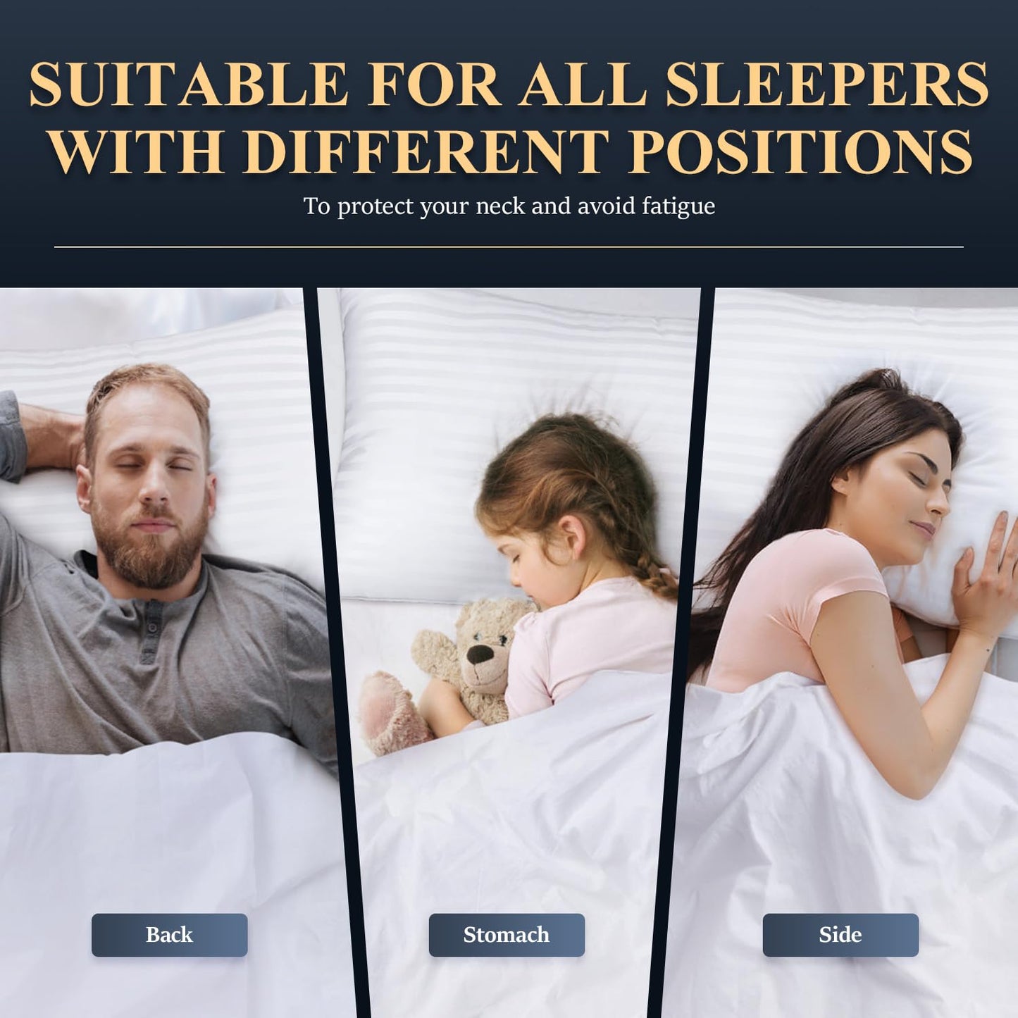 COZSINOOR Bed Pillows for Sleeping Queen Size - Hotel Quality Set of 2 - Breathable Down Alternative Microfiber Filled for Back, Stomach, Side Sleepers, Cooling & Skin-Friendly - Medaid International