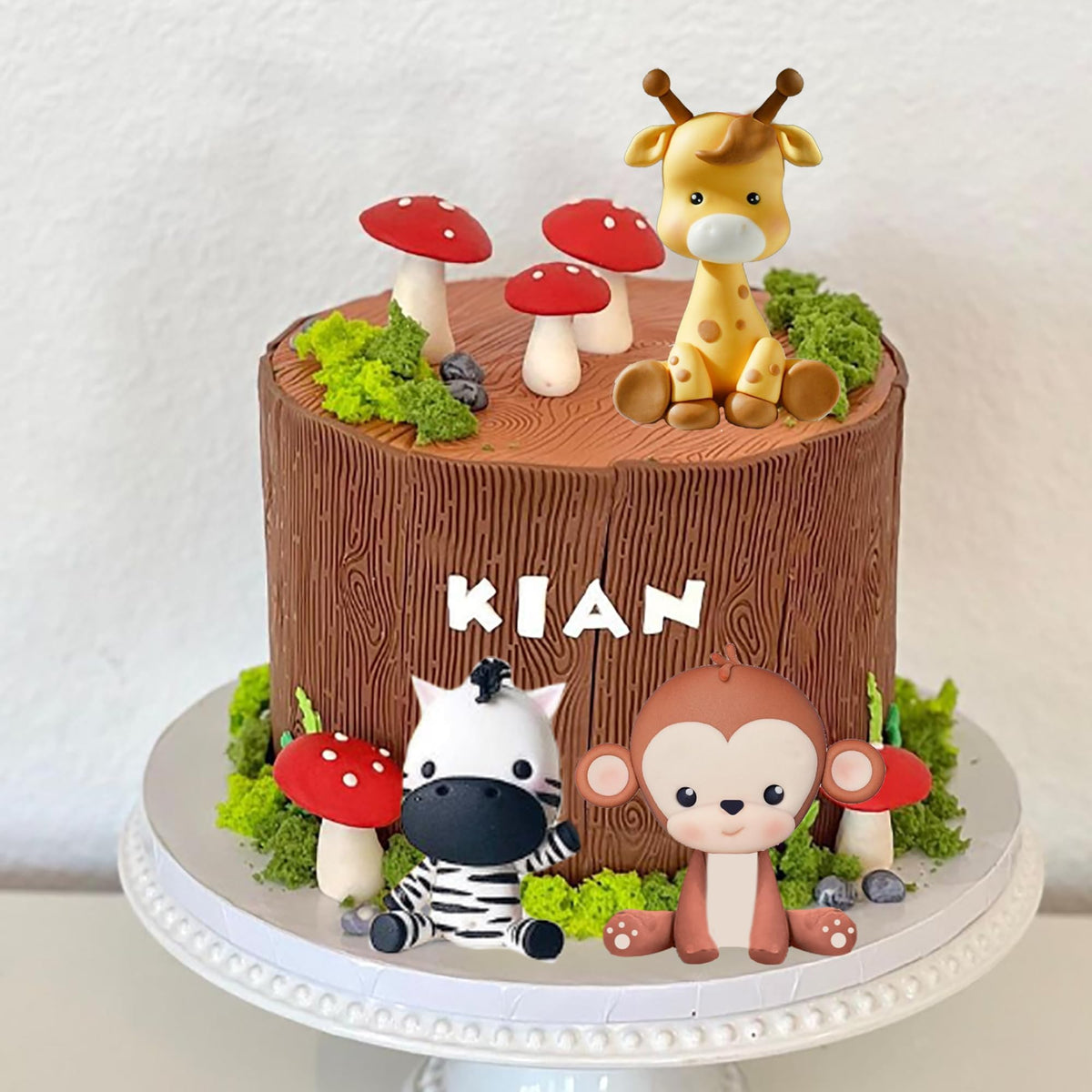 KASTWAVE Jungle Animal Cake Topper, Safari Animal Set Lion Giraffe Elephant Monkey Zebra for Wild Animals Birthday Baby Shower Party Favors Decorations Supplies