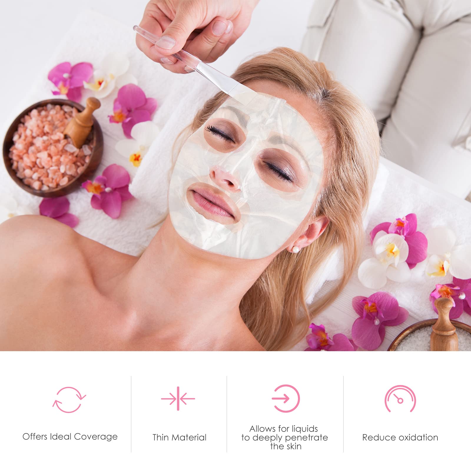 Maitys 200 Sheets Facial Plastic Mask Disposable Facial Sheet Mask Transparent Face Masks Skincare Preservative DIY Clear Spa Thin Plastic Wrap Moisture Retention - Medaid International