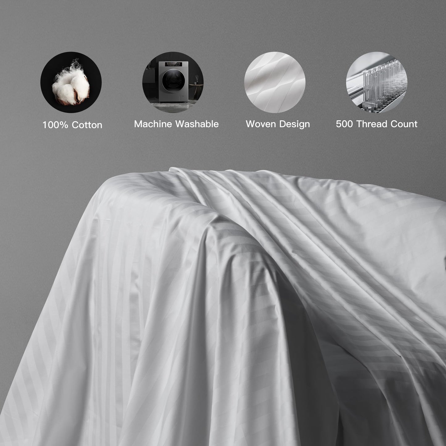 Hotel Grand White Luxury Feather Down Fluffy Bed Pillows 500 Thread Count Queen Size Pillows Set of 2 Pack Machine Washable 100% Cotton Breathable for Side/Back Sleeper Pillows,20" X28"(2 Pack) - Medaid International