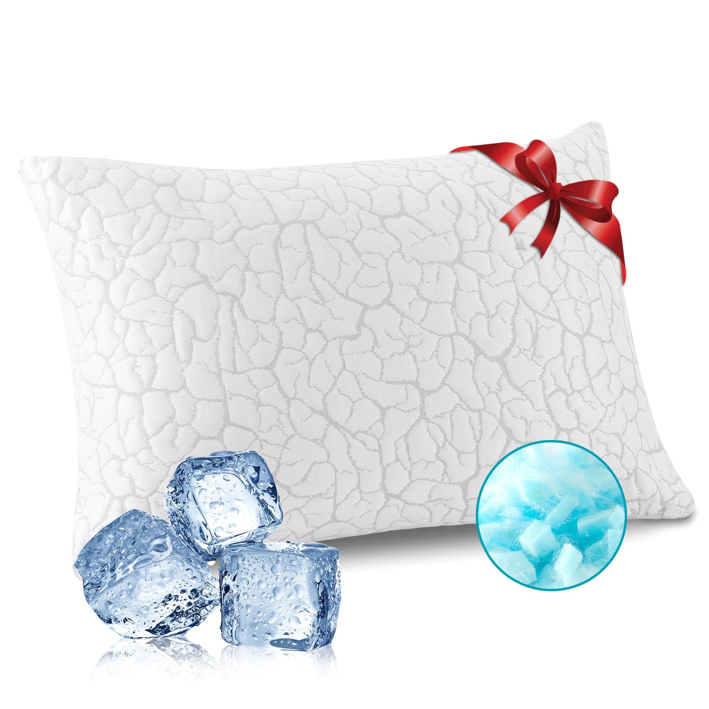 WGAKCED Cooling Pillows for Sleeping 1 Pack, Standard Size Adjustable Shredded Memory Foam Pillows, Firm Bed Pillows for Side, Back, Stomach, Hot Sleepers, Cold Single Pillow for College Dorm Room - Medaid International