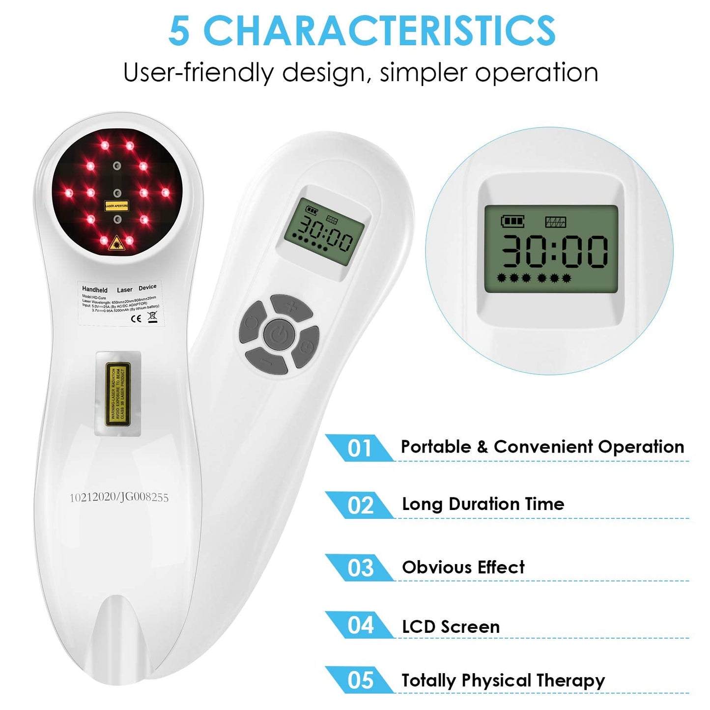 Yofalo Portable Handheld Cold Laser Therapy Device,Red Light Therapy Device for Pain Relief,3x808nm+12x650nm.Multi-Speed Regulation with Pulse Function - Medaid International