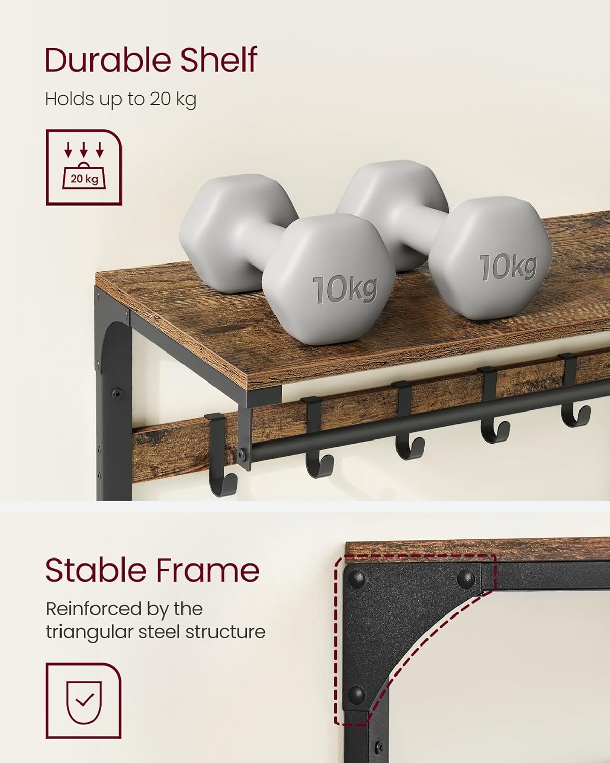 VASAGLE Wall-Mounted Coat Rack (LCR201B01)