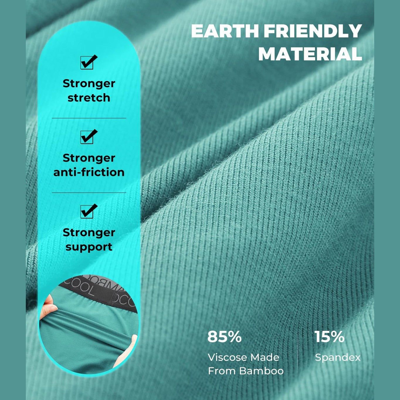 BAMBOO COOL Mens Trunks Underwear Performance Breathable Mesh Fly Zone Moisture-Wicking(4 Pack) - Medaid International