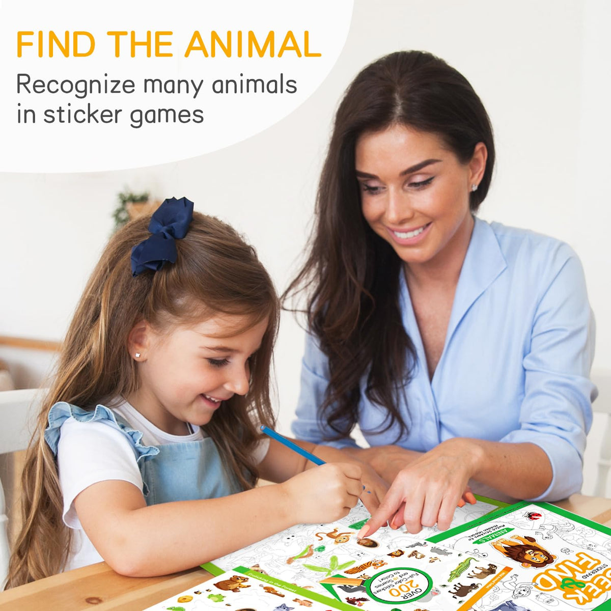 KASTWAVE Animal Sticker Book for Kids 3-6 | Find The Animal Sticker, 10 Themes with 200+ Stickers, Search & Find DIY Educational Toy for Toddlers