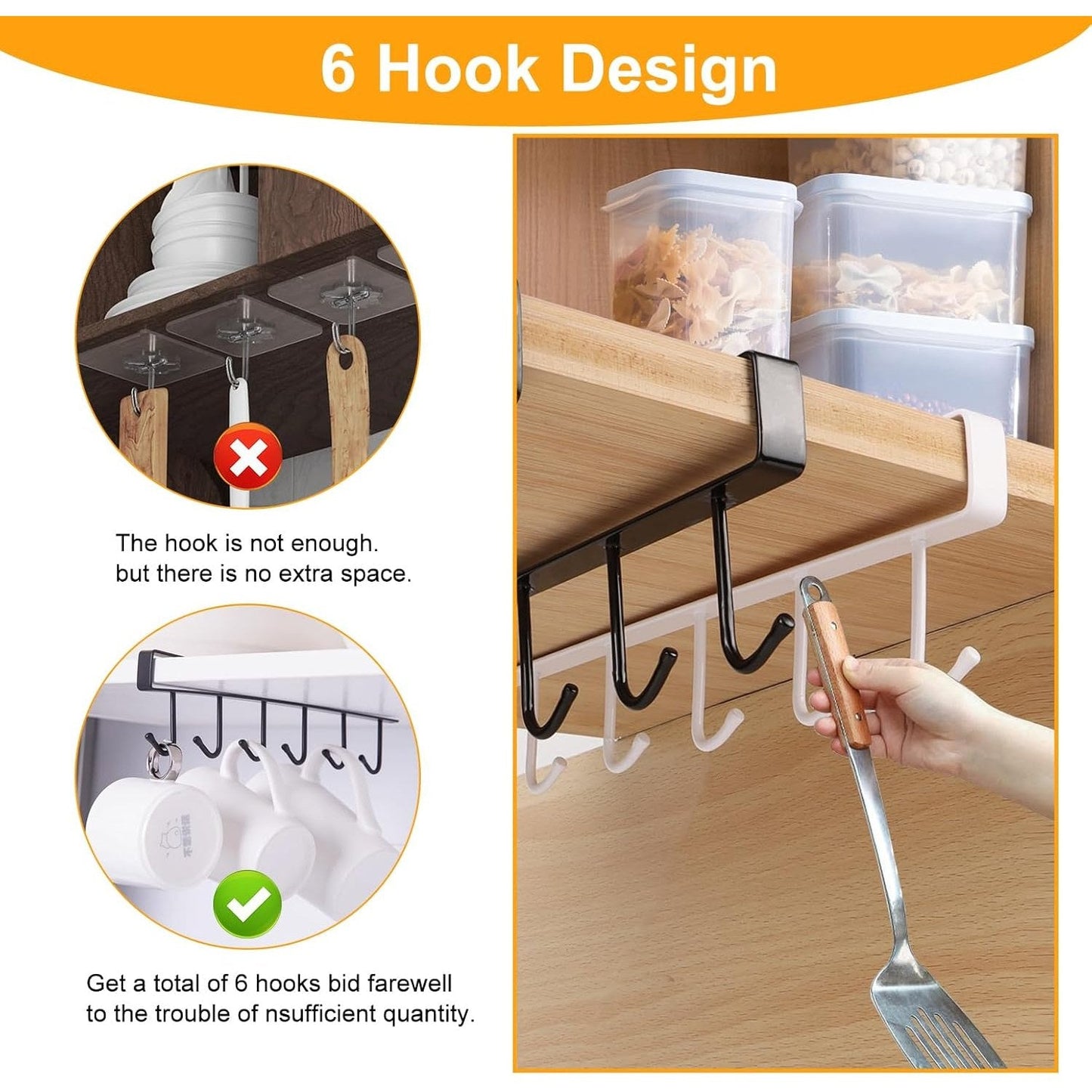 Stainless Steel 6-Hook Organizer