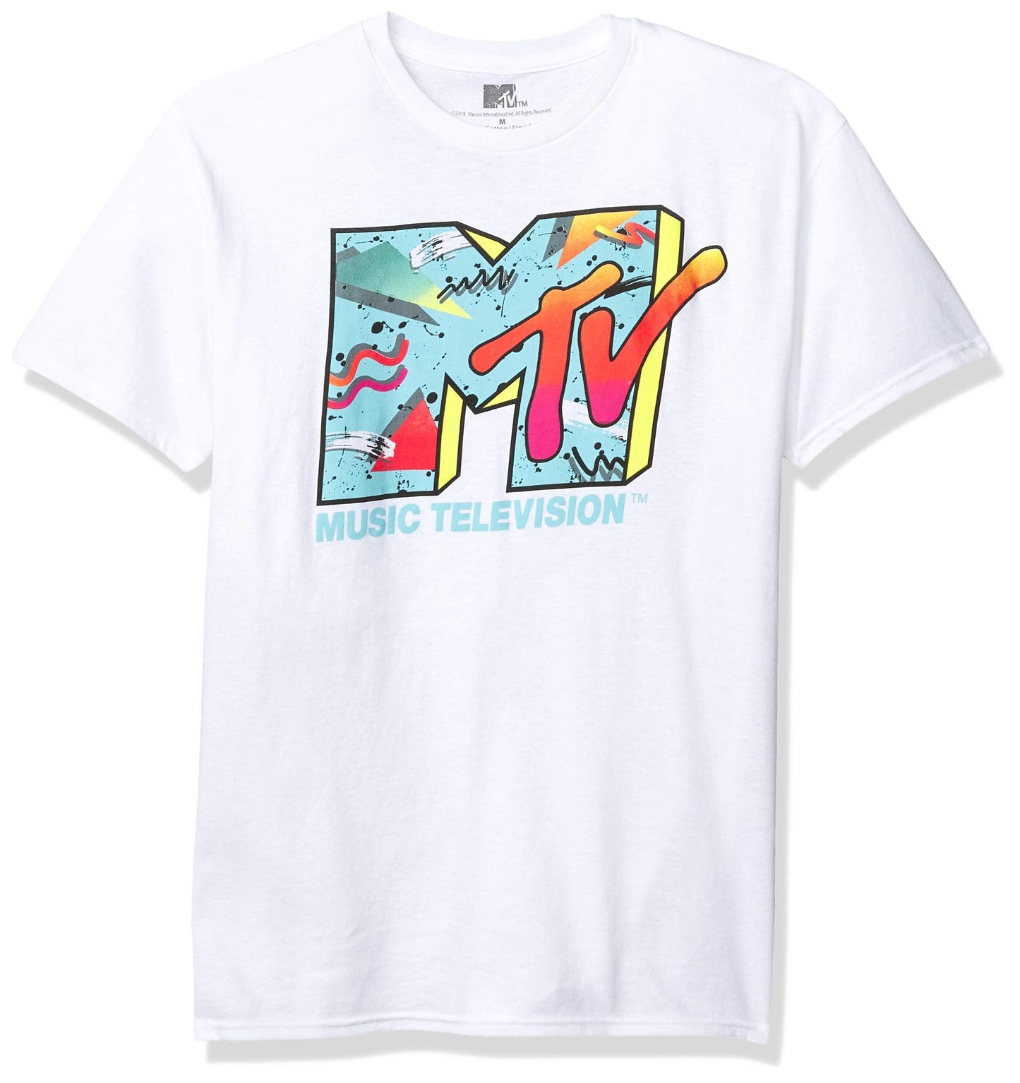 MTV Men's Retro Logo Men's T-Shirt, White, Large - Medaid International