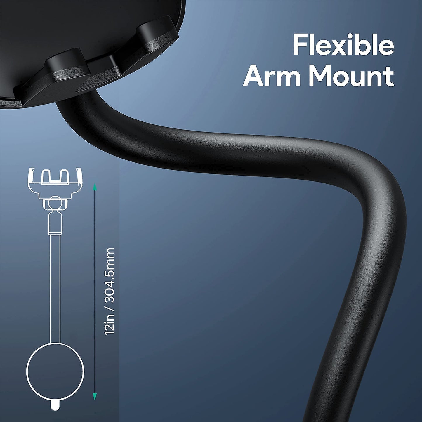 Qifutan Cell Phone Holder for Car Phone Mount Long Arm Dashboard Windshield Car Phone Holder Anti-Shake Stabilizer Phone Car Holder Compatible with All Phone Android Smartphone, Black - Medaid International