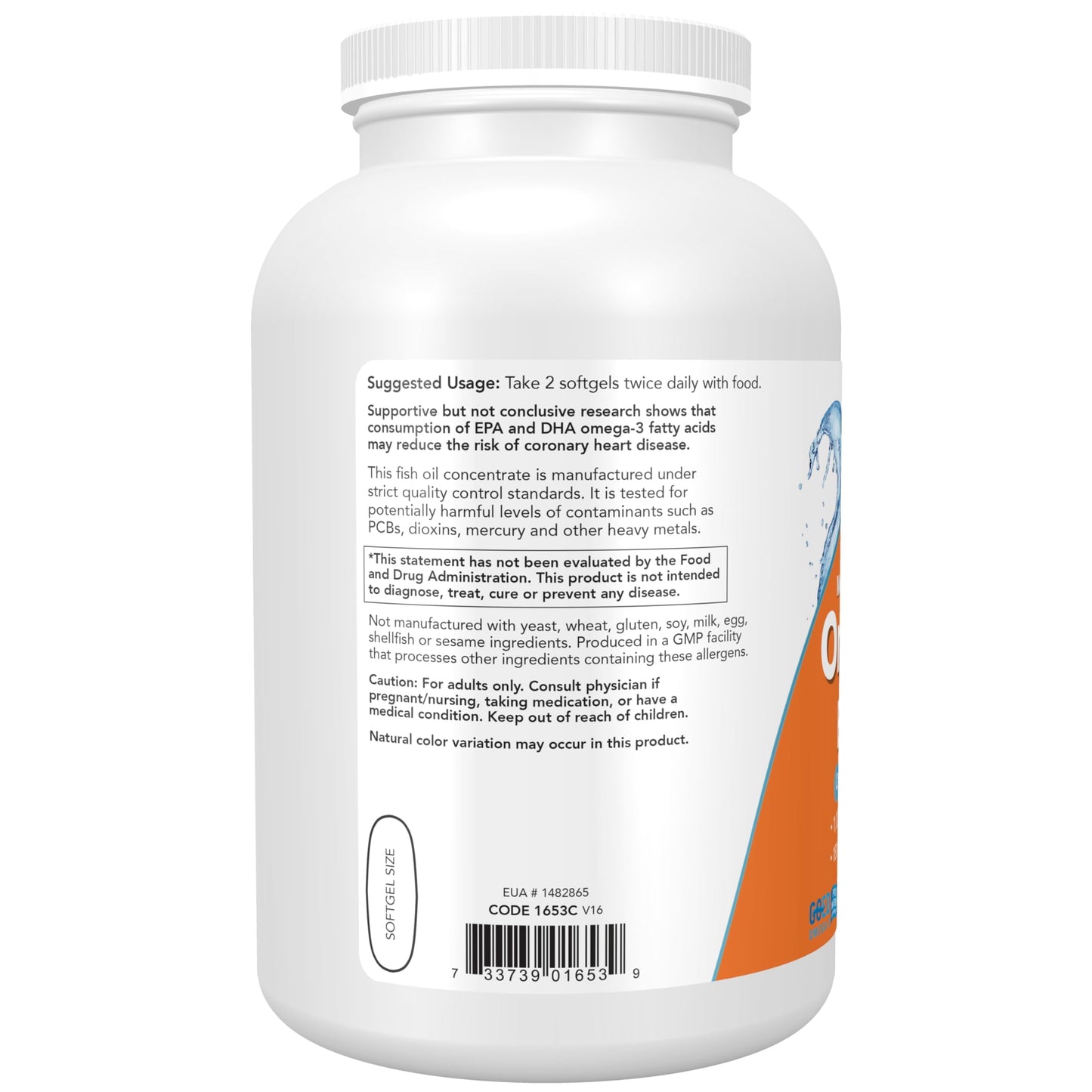 NOW Foods Supplements, Omega-3 180 EPA / 120 DHA, Molecularly Distilled, Cardiovascular Support*, 500 Softgels - Medaid International