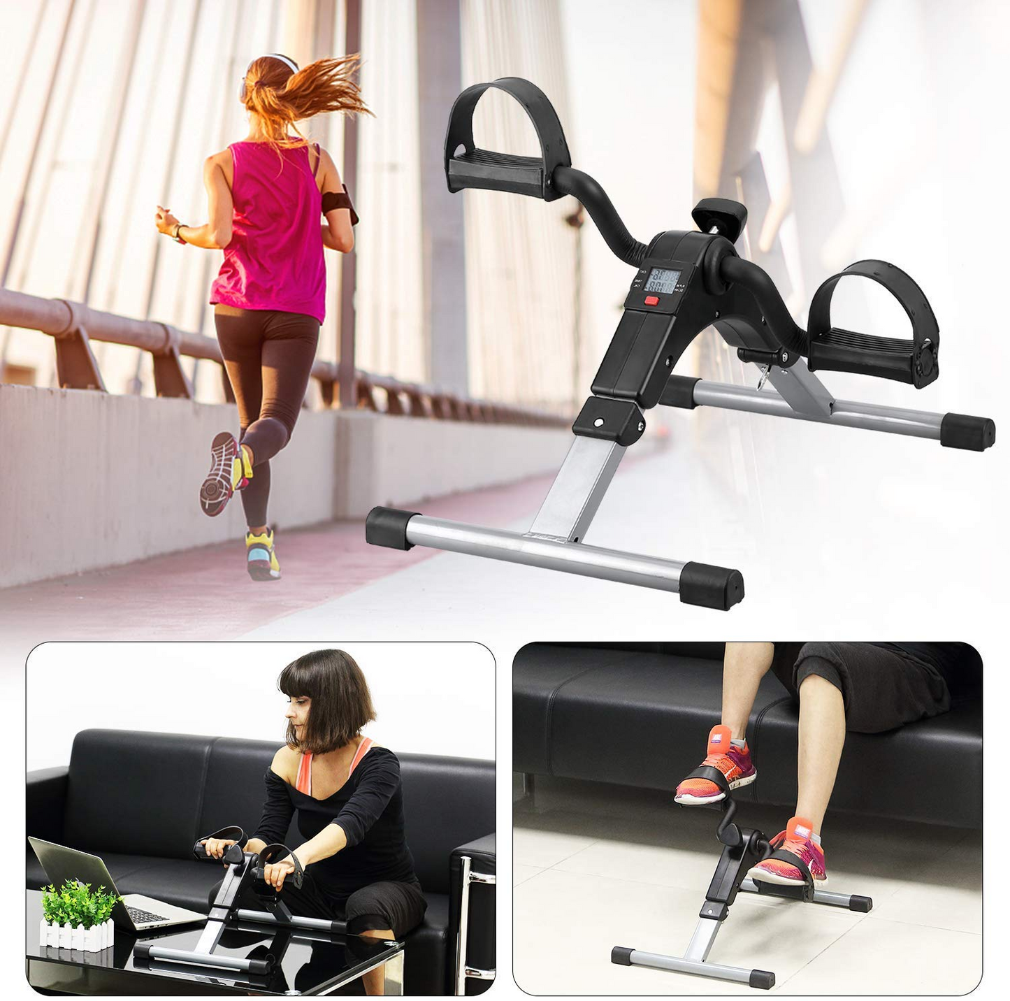 Sport Foldable Pedal Exerciser, Stationary Under Desk Exercise Equipment Arm/Leg/Foot Peddler Exercise - Medaid International