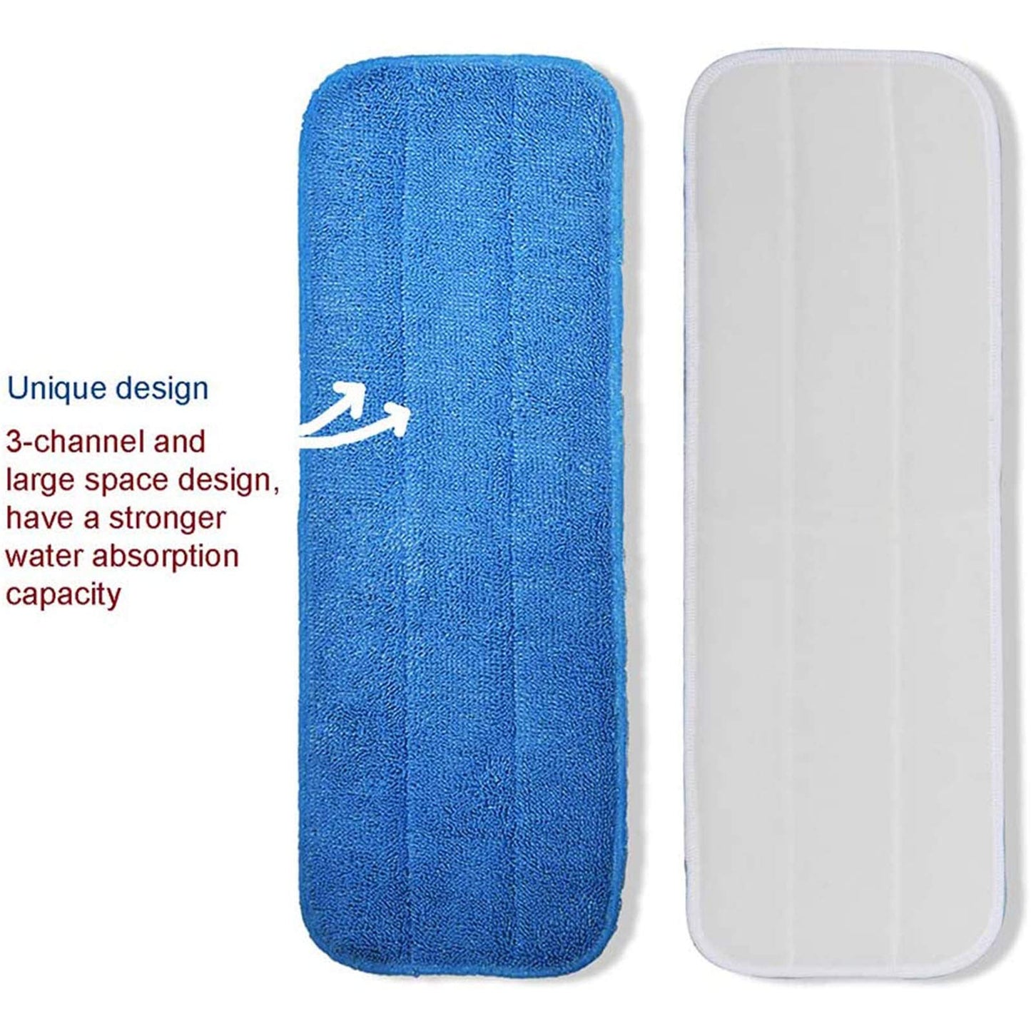 Microfiber Replacement Mop Pad, 18" x 6" Wet & Dry Home & Commercial Cleaning Refills, Reusable Floor Mop Pads (6 Pack) Blue - Medaid International