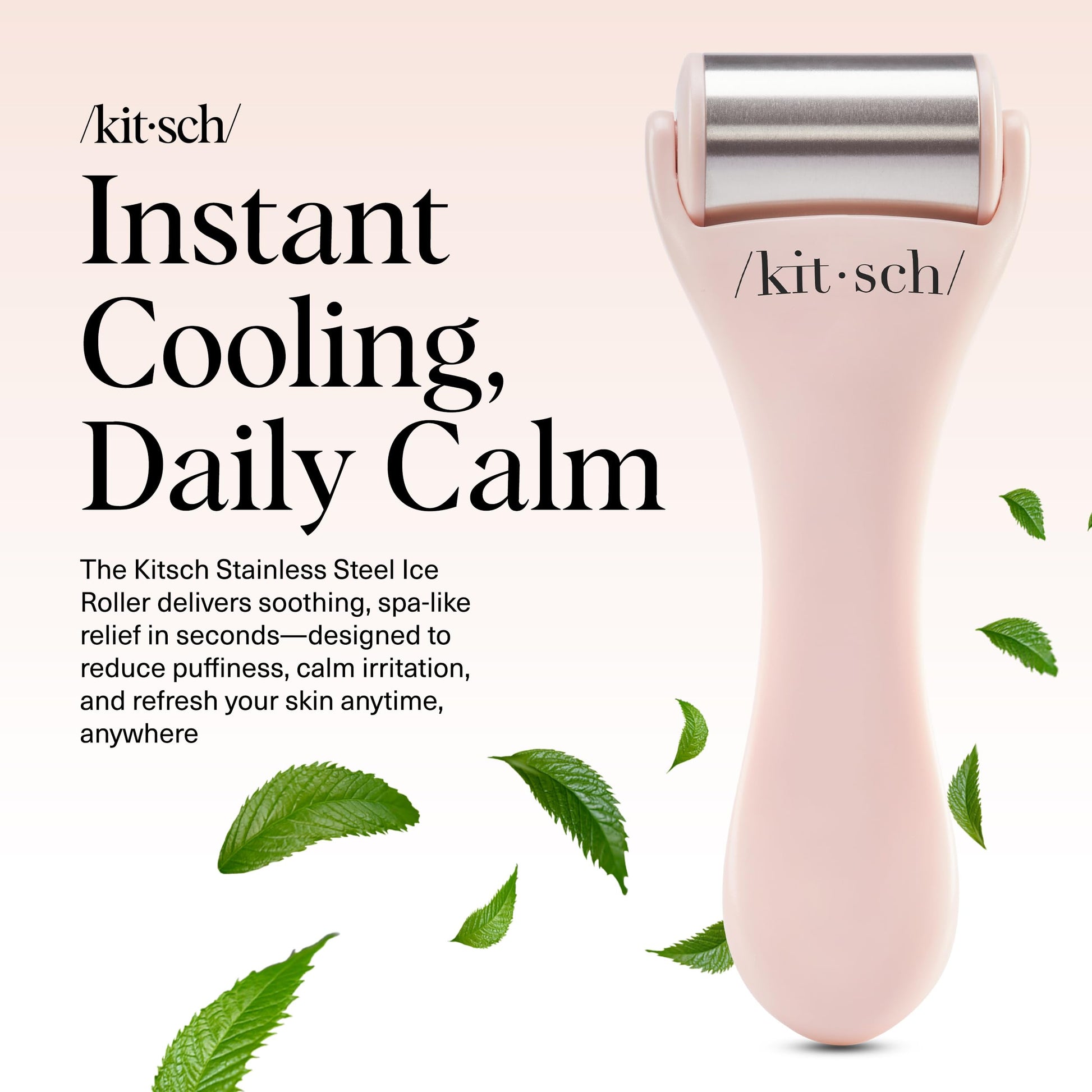 Kitsch Ice Roller for Face – Stainless Steel Face Ice Roller to Reduce Puffiness, Redness & Headaches – Cooling Facial Roller for Skin Care, Irritation Relief & Spa-Like Experience at Home - Pink - Medaid International