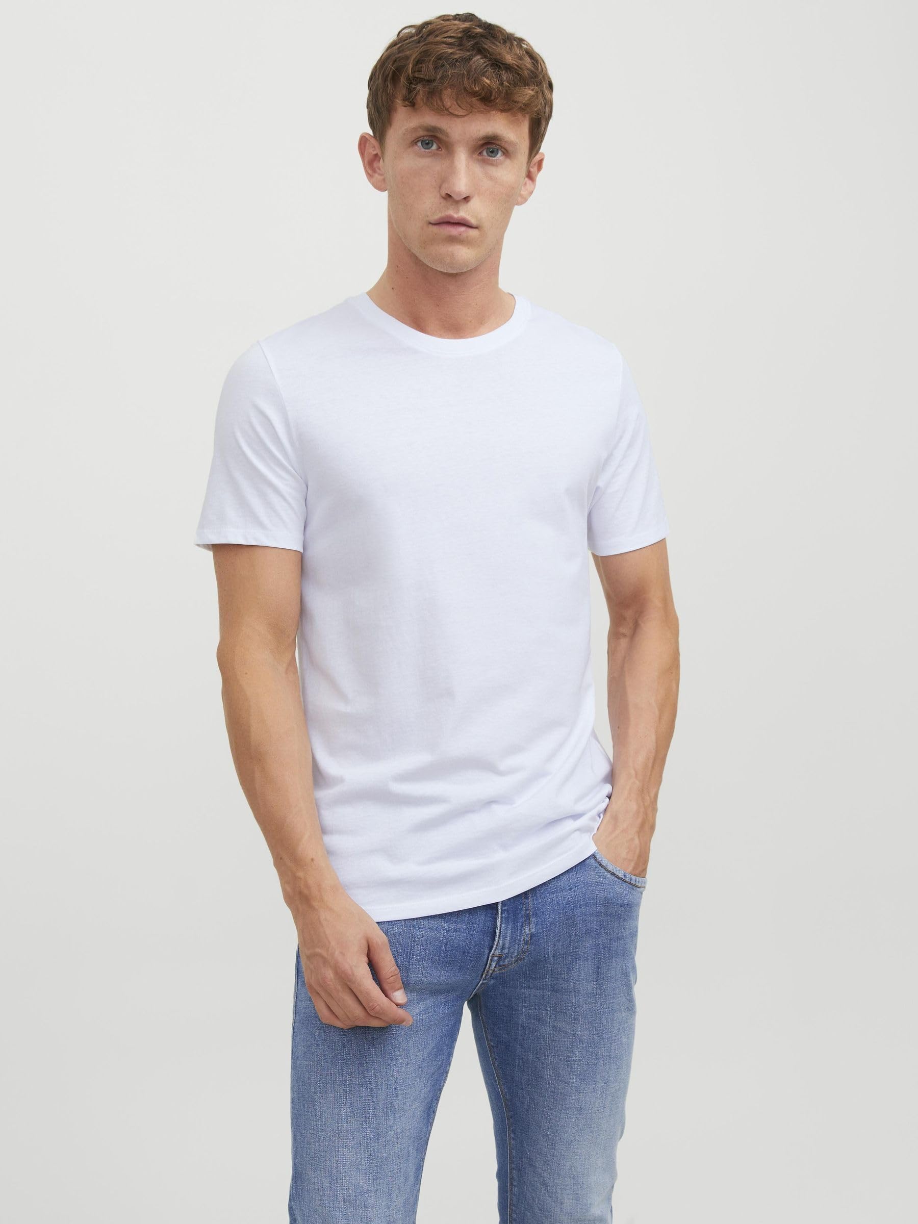 Jack & Jones Mens 2 Pack Crew Neck Cotton T-Shirts White X-Large - Medaid International