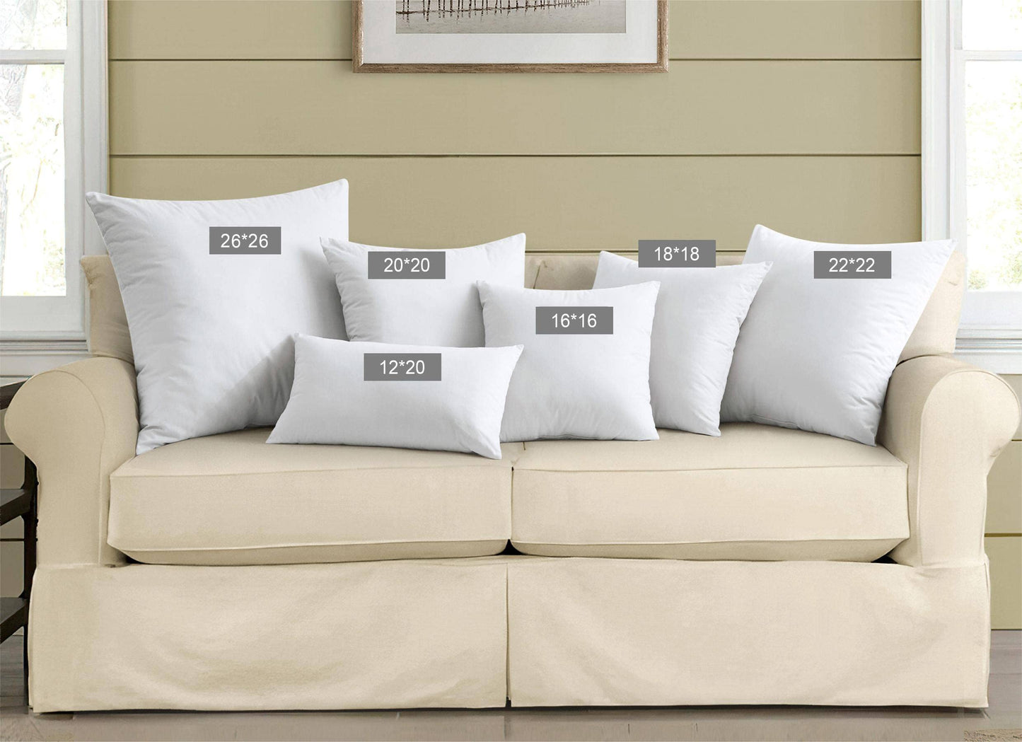 puredown® 18 x 18 Decorative Feather Down Throw Pillow Inserts (Set of 2, White) for Sofa, Couch, Bed, Machine Washable - Medaid International