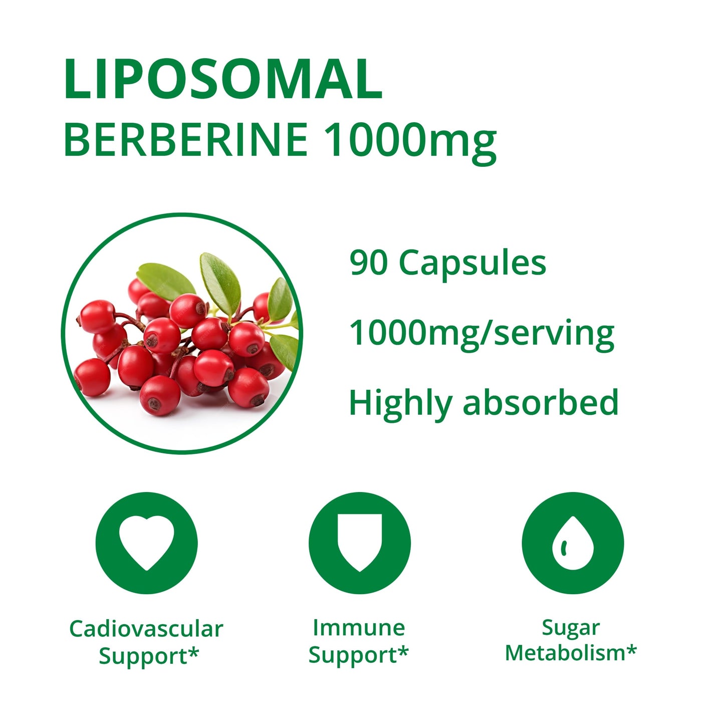 UpNourish Liposomal Berberine Supplement - Advanced Berberine HCl 1000mg Plus Ceylon Cinnamon, Chromium Picolinate, Curcuminoids, Resveratrol, Green Tea and Yerba Mate - 90 Vegan Capsules - Medaid International