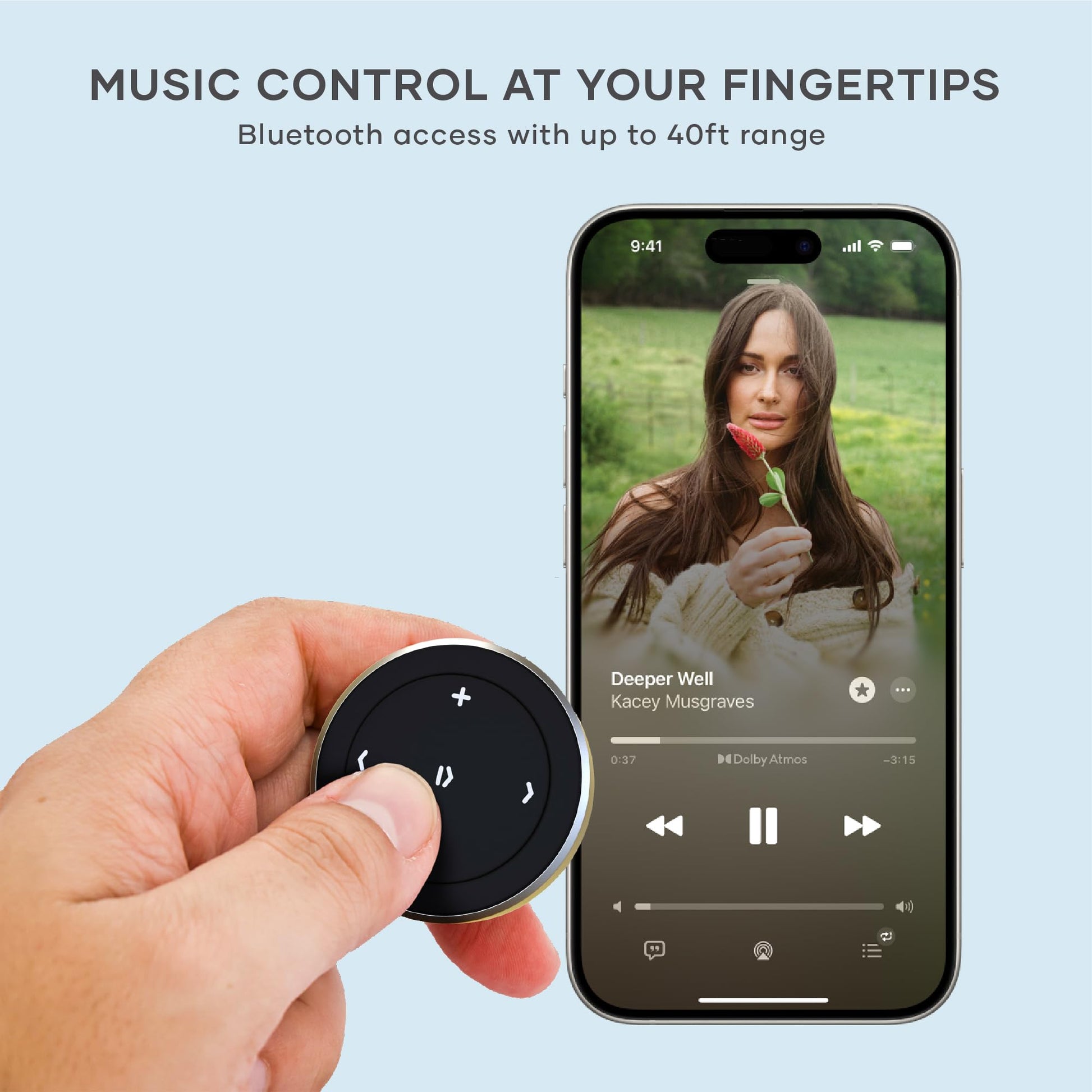 Satechi Bluetooth Media Button with Steering Wheel Mount, Wireless Music & Volume Control for iPhone, iPad, MacBook, Android, Car & Bike Audio Systems - Medaid International