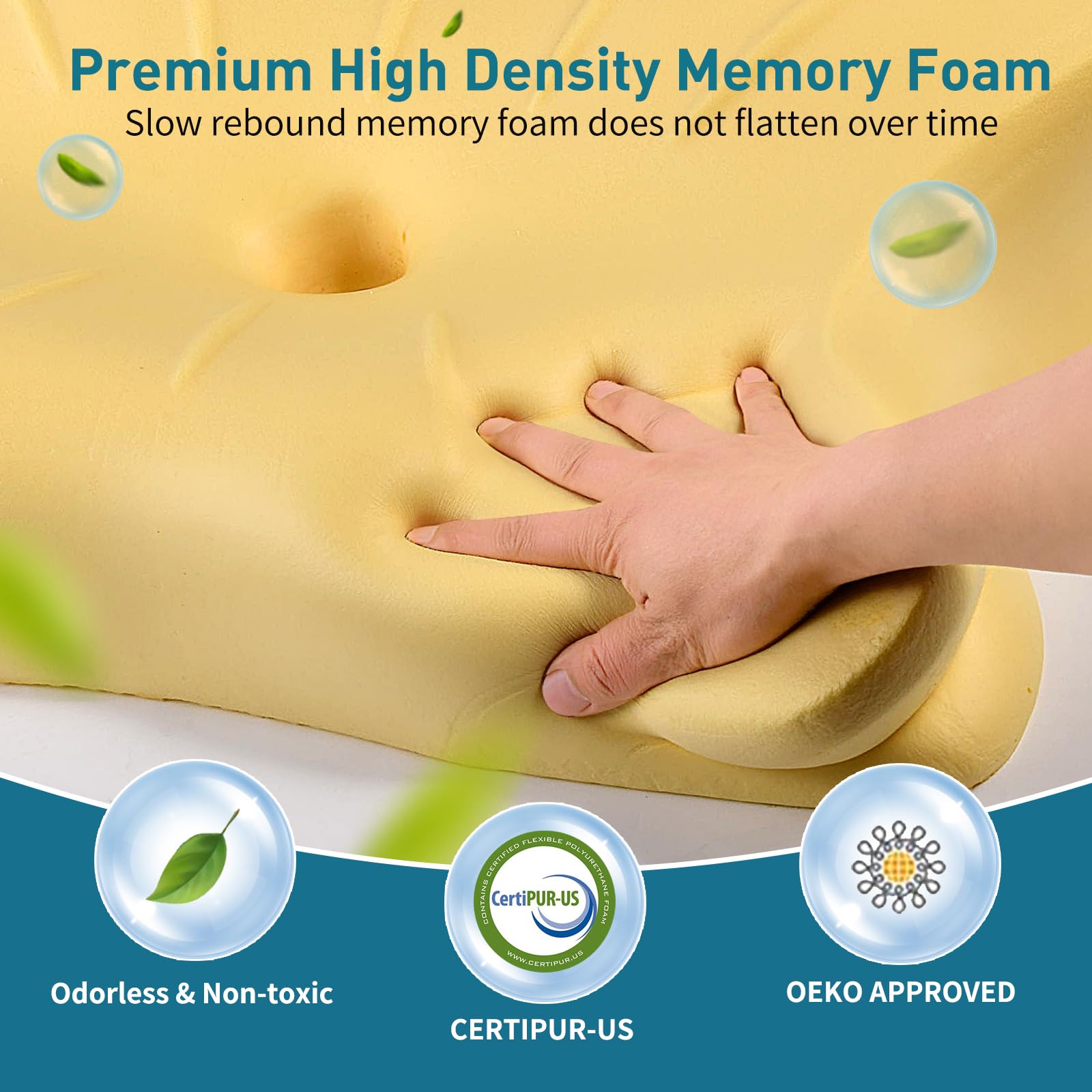 Cervical Pillow for Neck Pain Relief - Ergonomic Neck Pillow for Sleeping Contour Memory Foam Pillows with Cooling Pillowcase, Orthopedic Bed Pillow for Side Back Stomach Sleepers - Medaid International